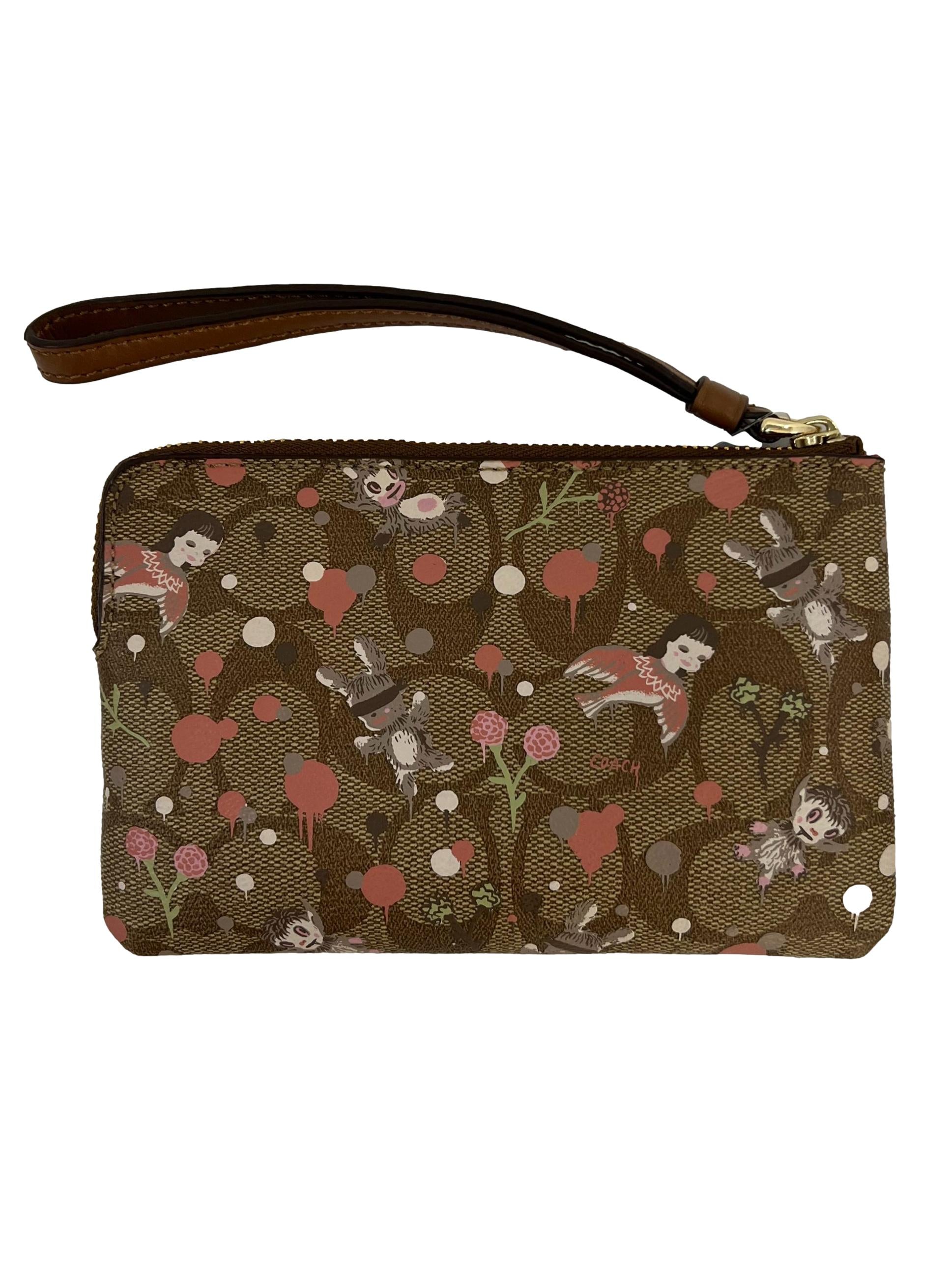 Brown Monogram With Prints Corner Wristlet CSN