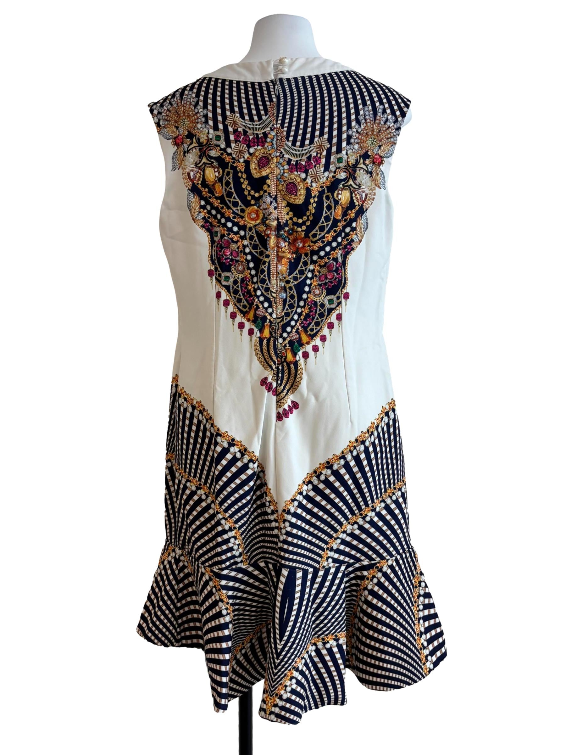 Pearl White Patterned Bejeweled Dress