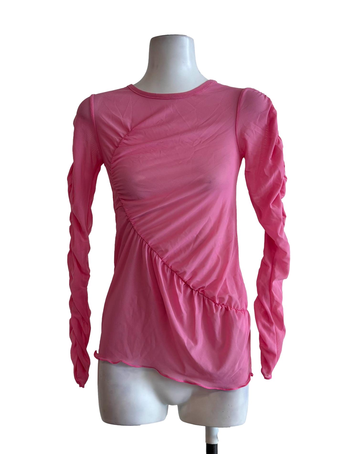 Pink Longsleeve Mesh Top