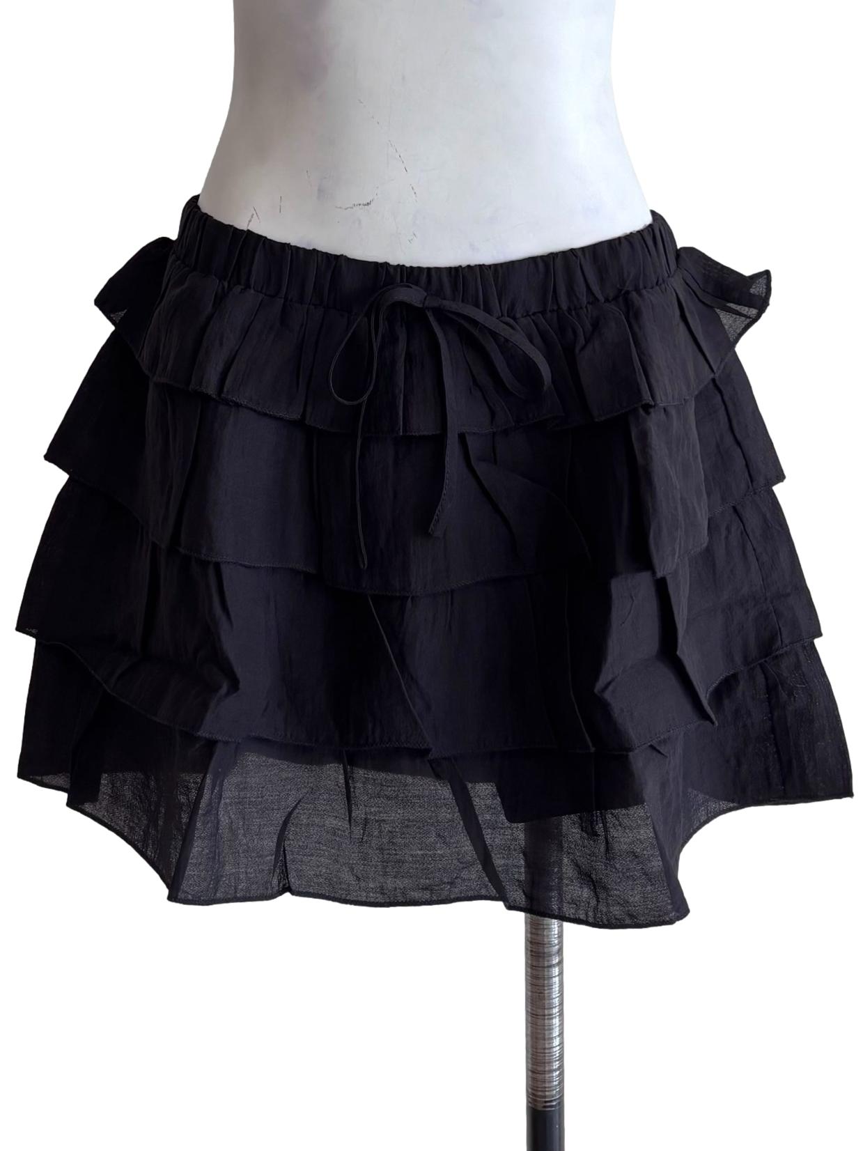 Black Chiara Tiered Skorts