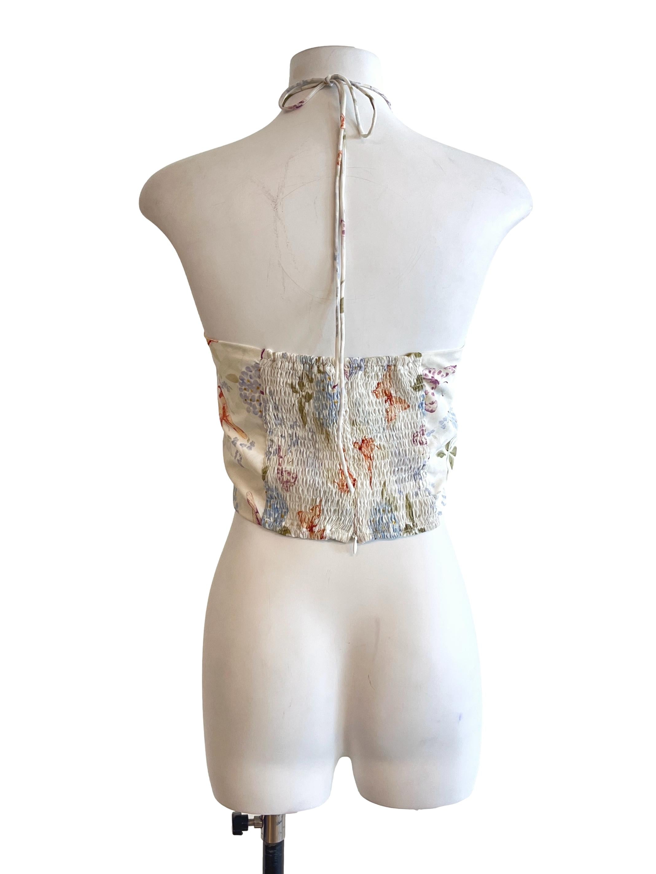 Cream White Floral Printed Sleeveless Top