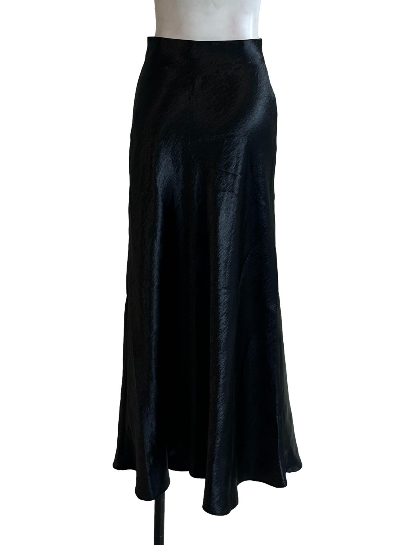 Jade Black Satin Skirt