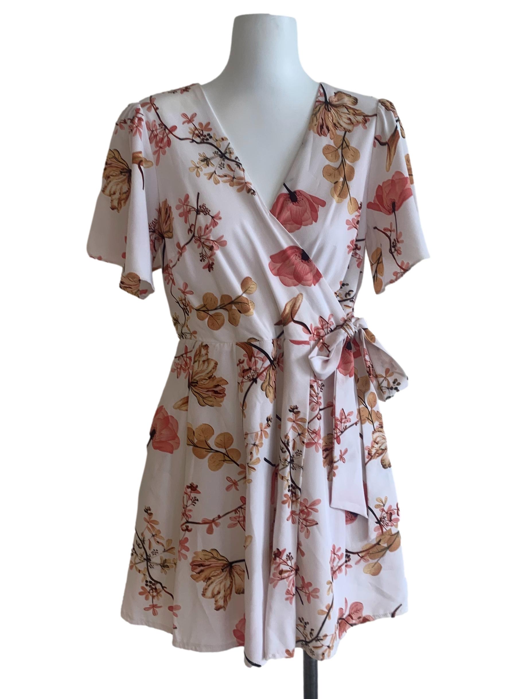 White Floral Pattern Romper