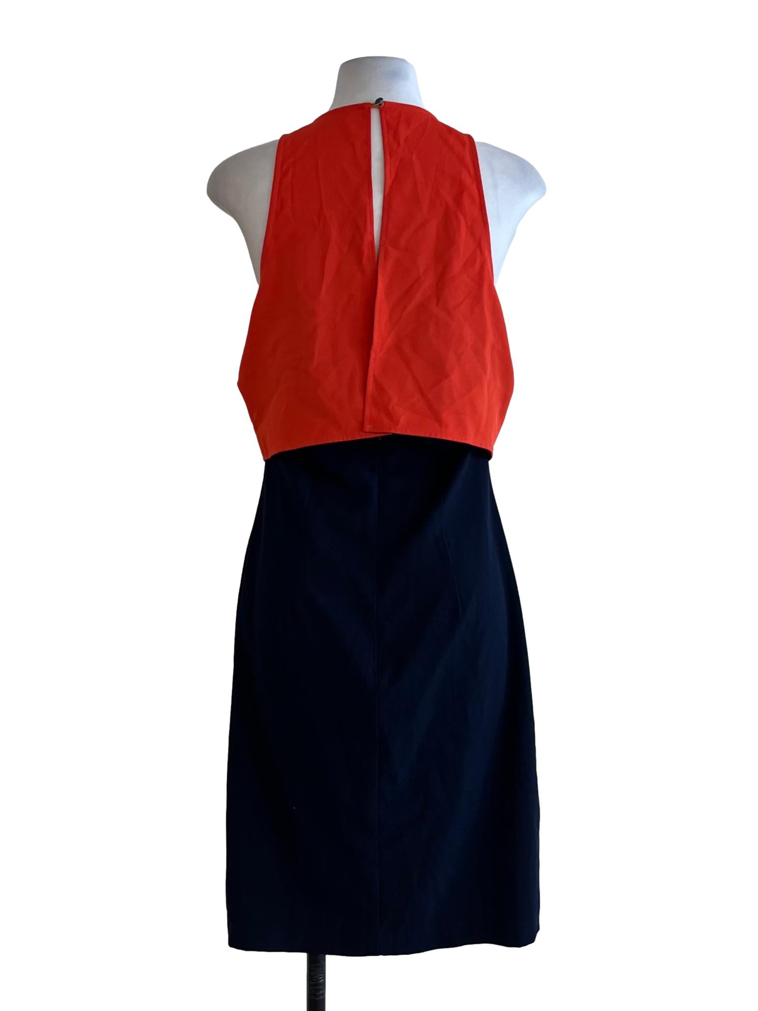 Orange Jewel Neckline Sheath Dress LB