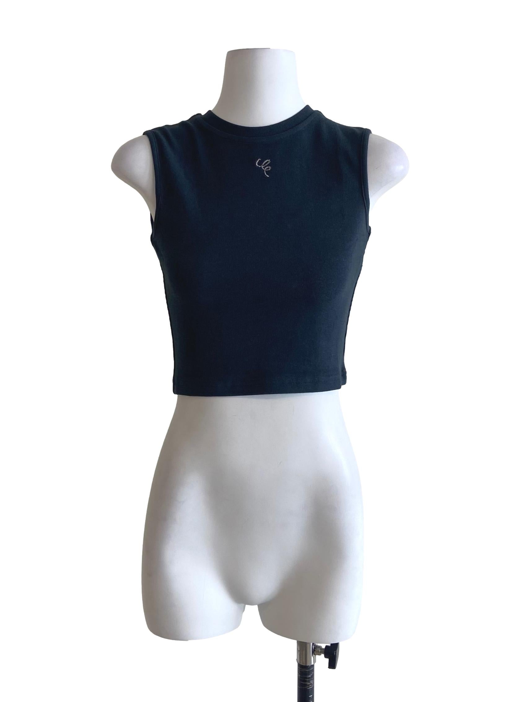 Blue Nelia Ribbed Tank Top