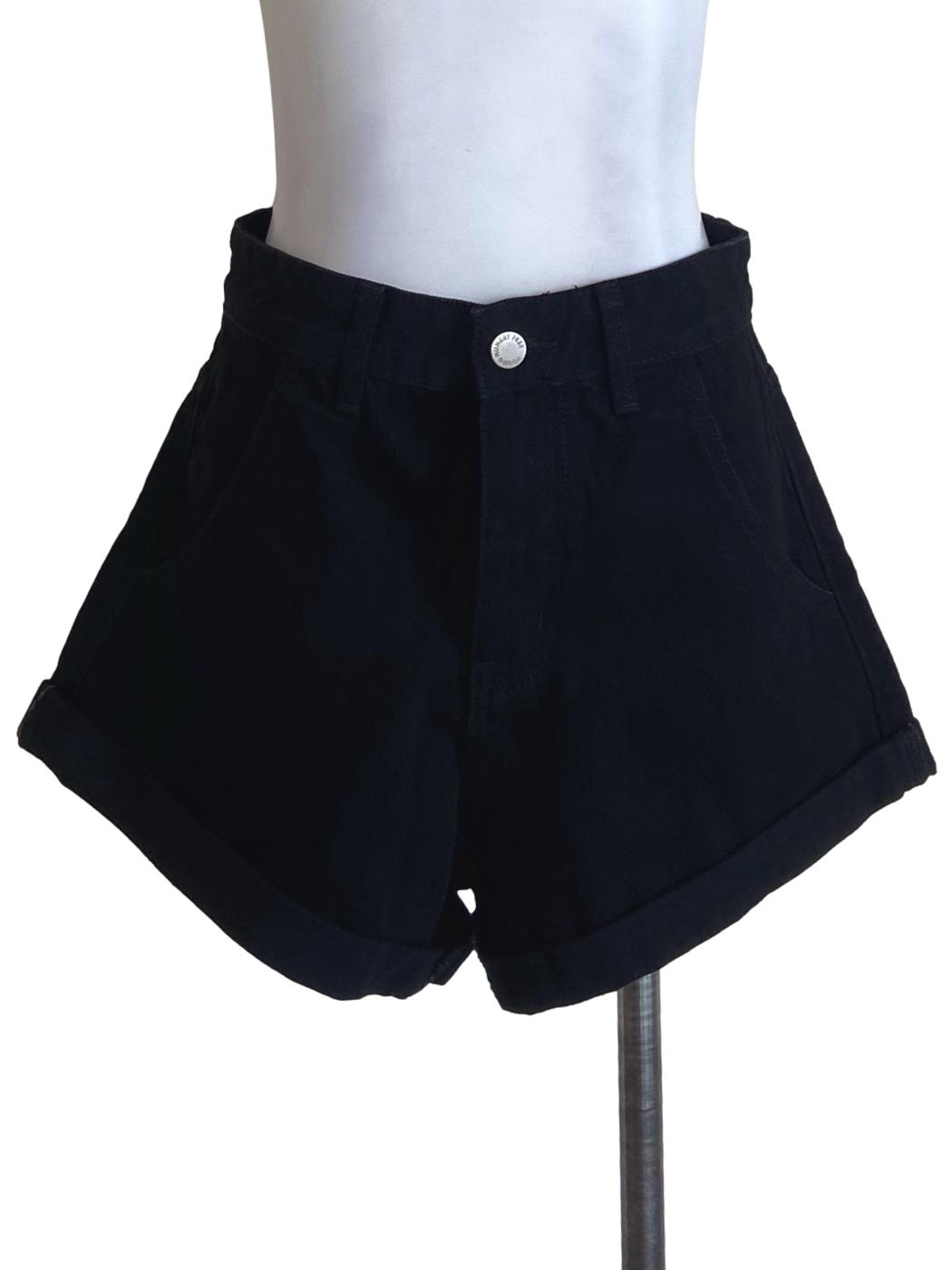 Black Herringbone Short Jeans YHF
