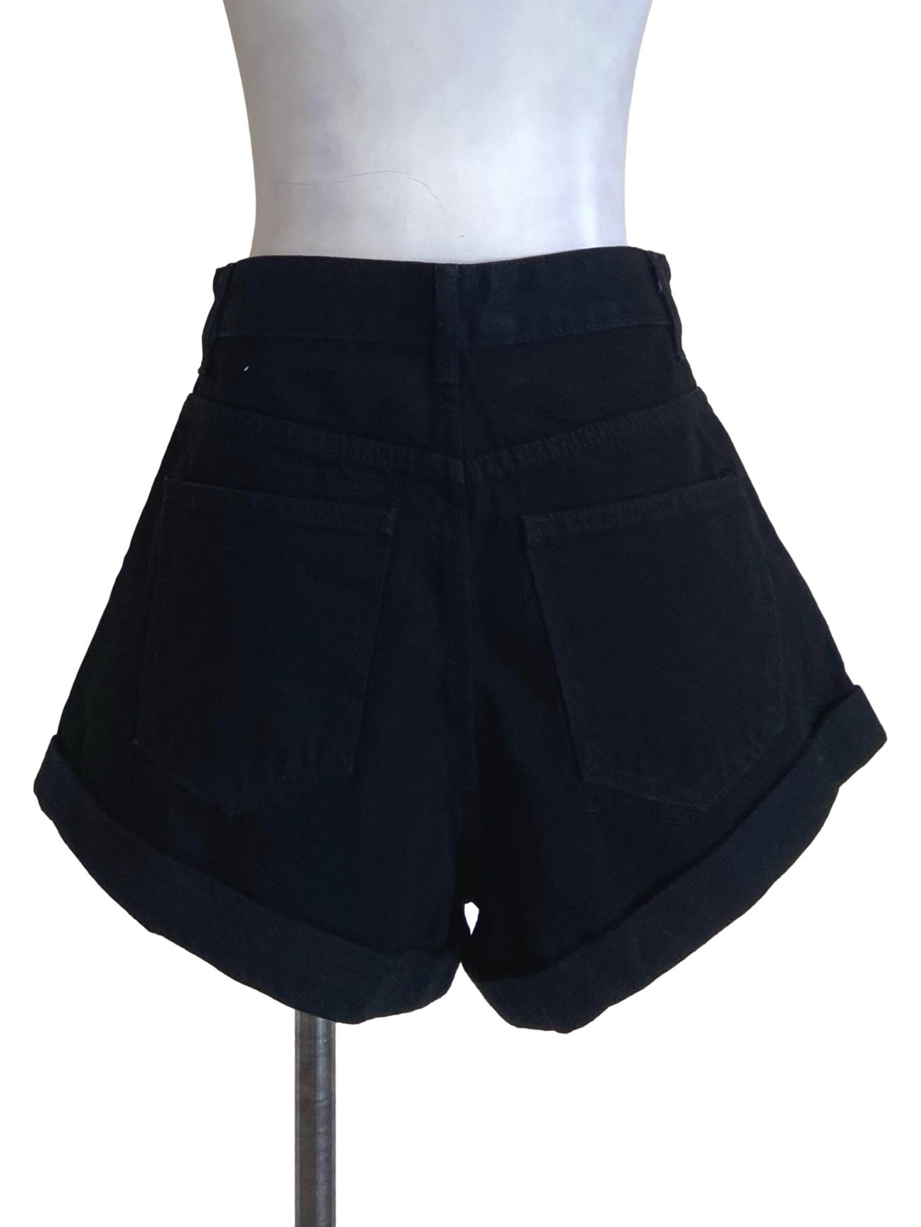 Black Herringbone Short Jeans YHF