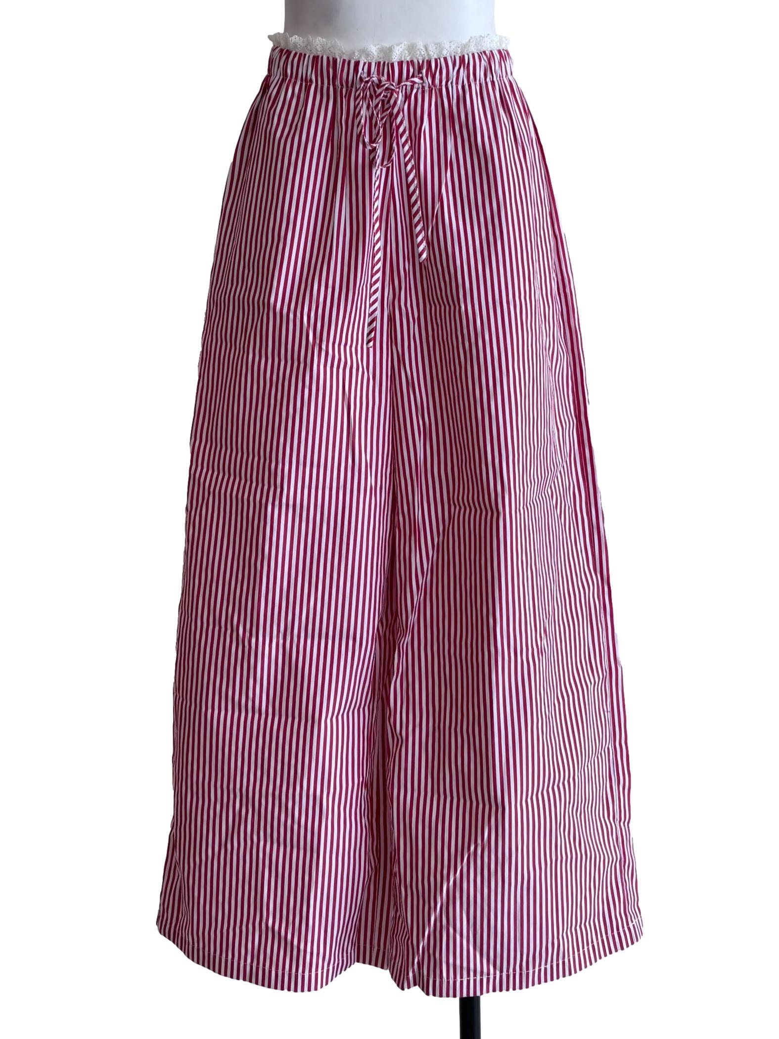 Red Dayner Lace Trim Drawstring Pants
