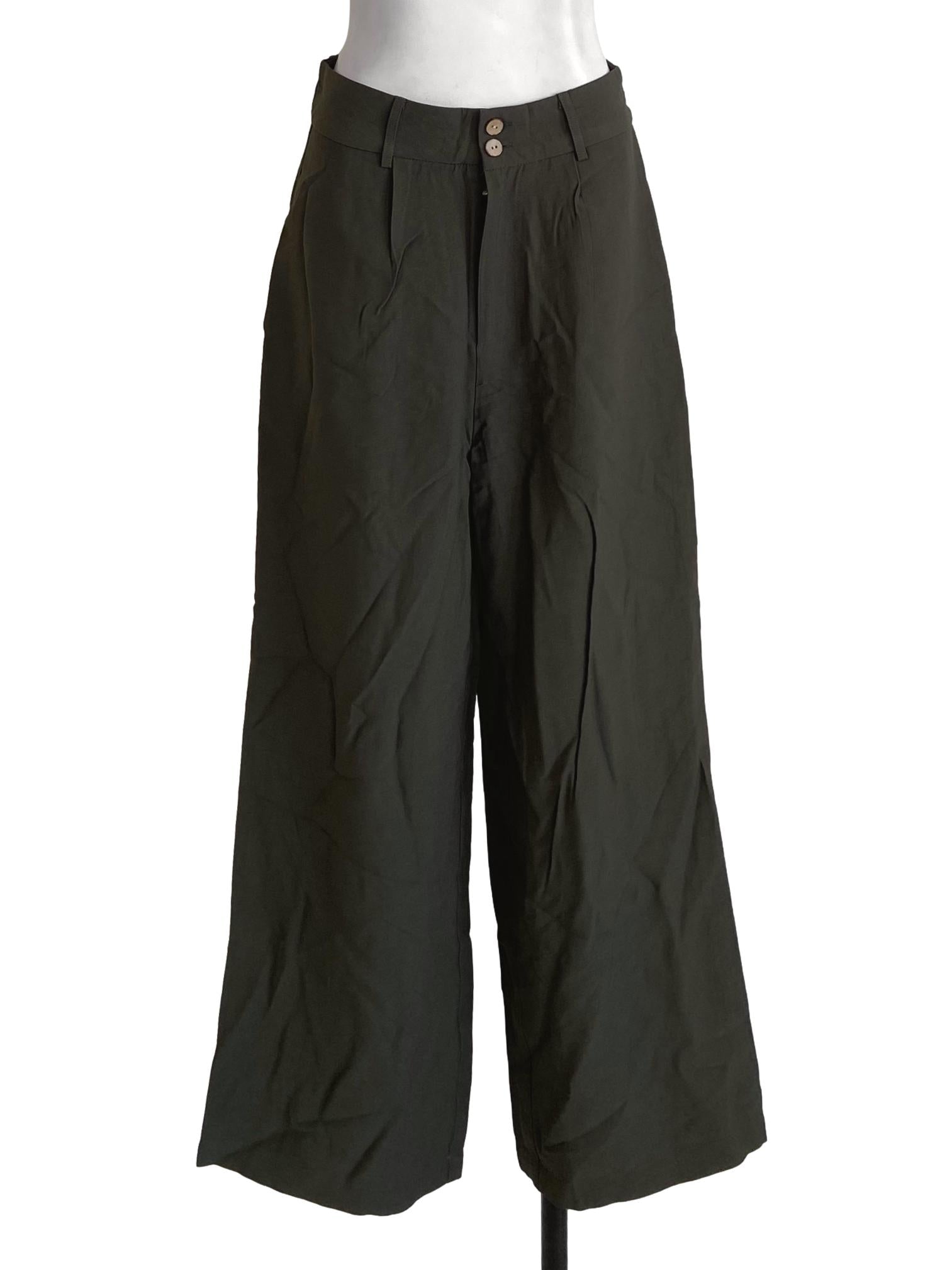 Crocodile Green Wrinkle Formal Pants YHF