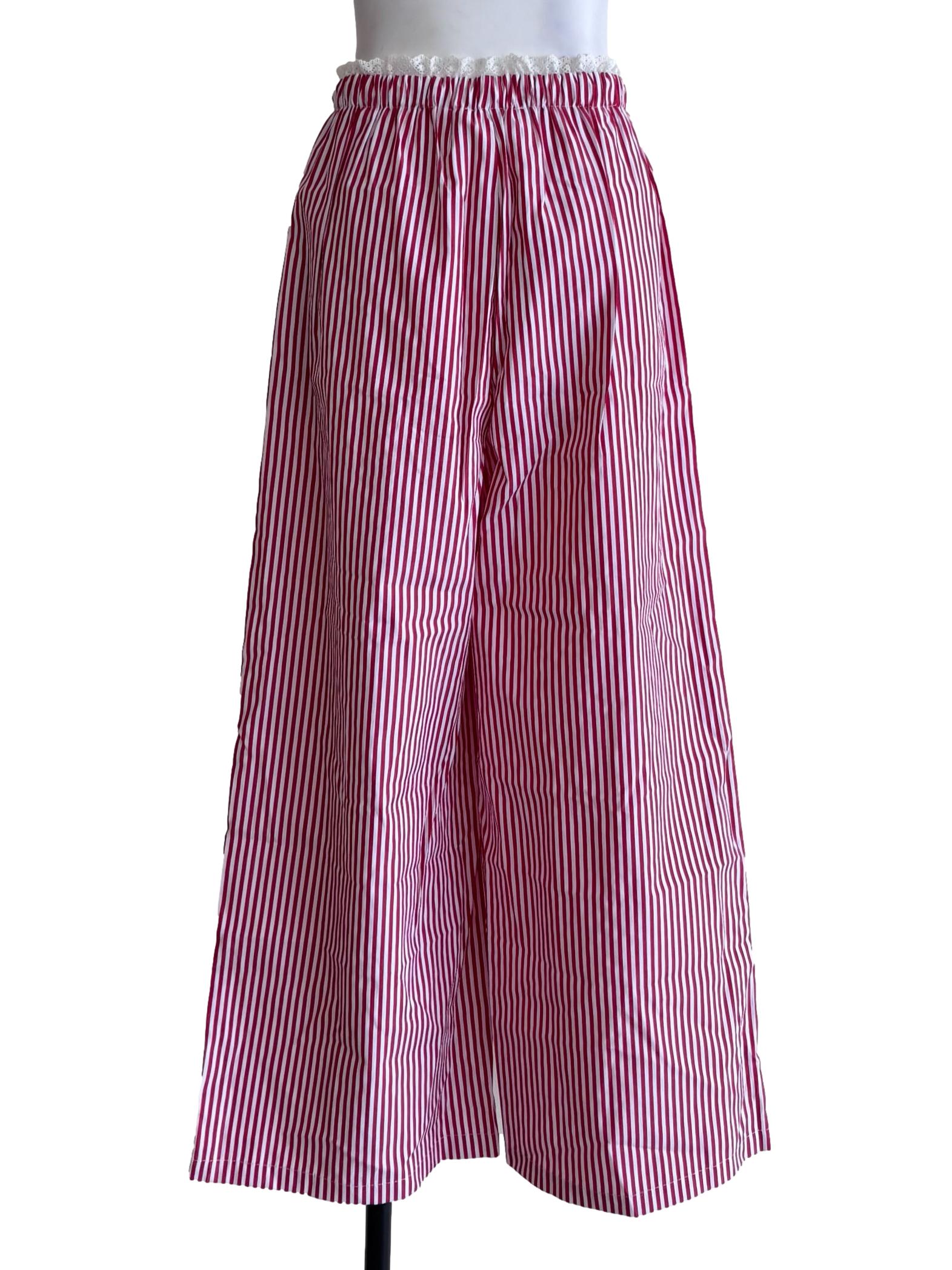 Red Dayner Lace Trim Drawstring Pants