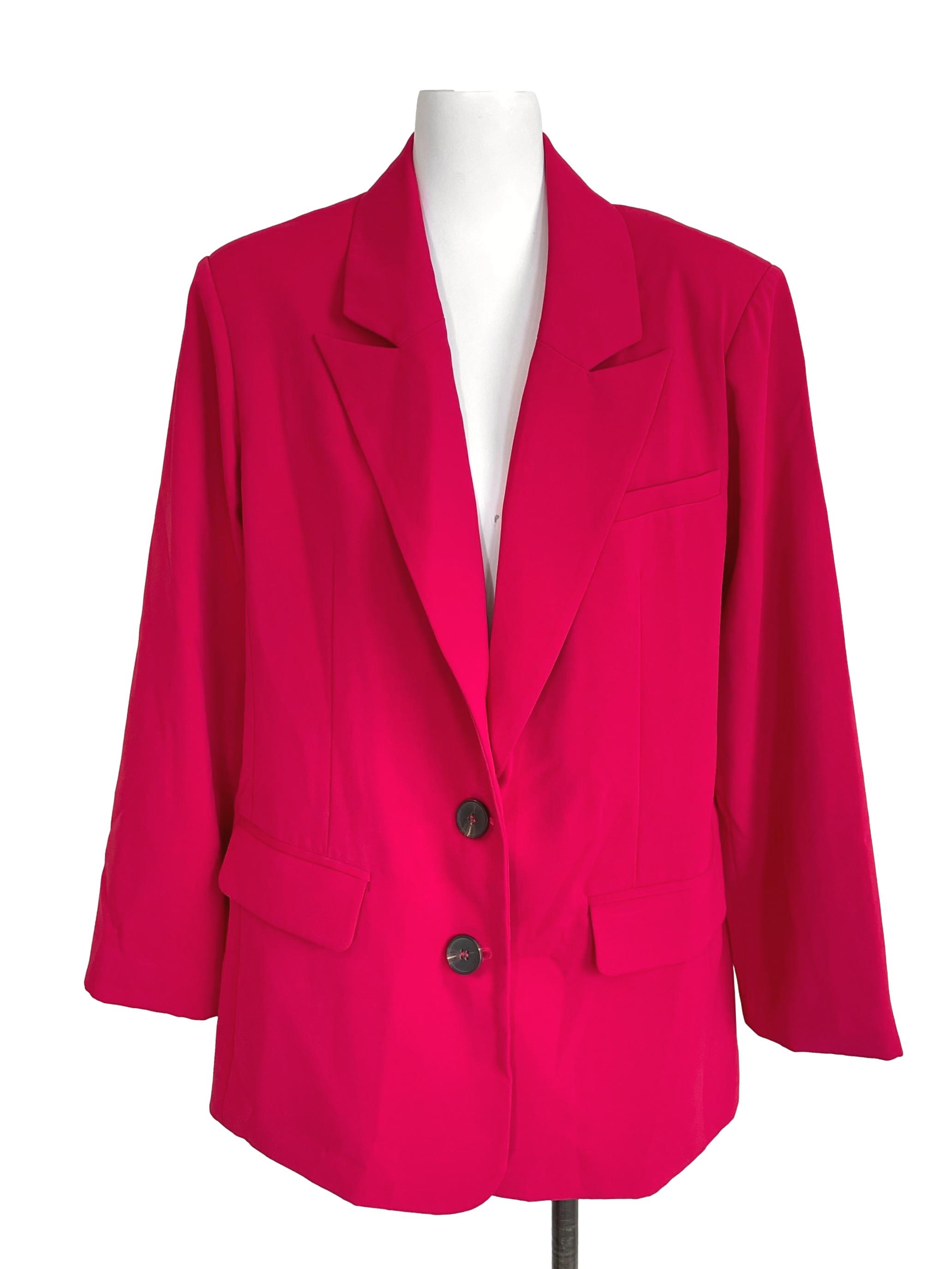 Warm Hot Pink Single Breasted Blazer LB