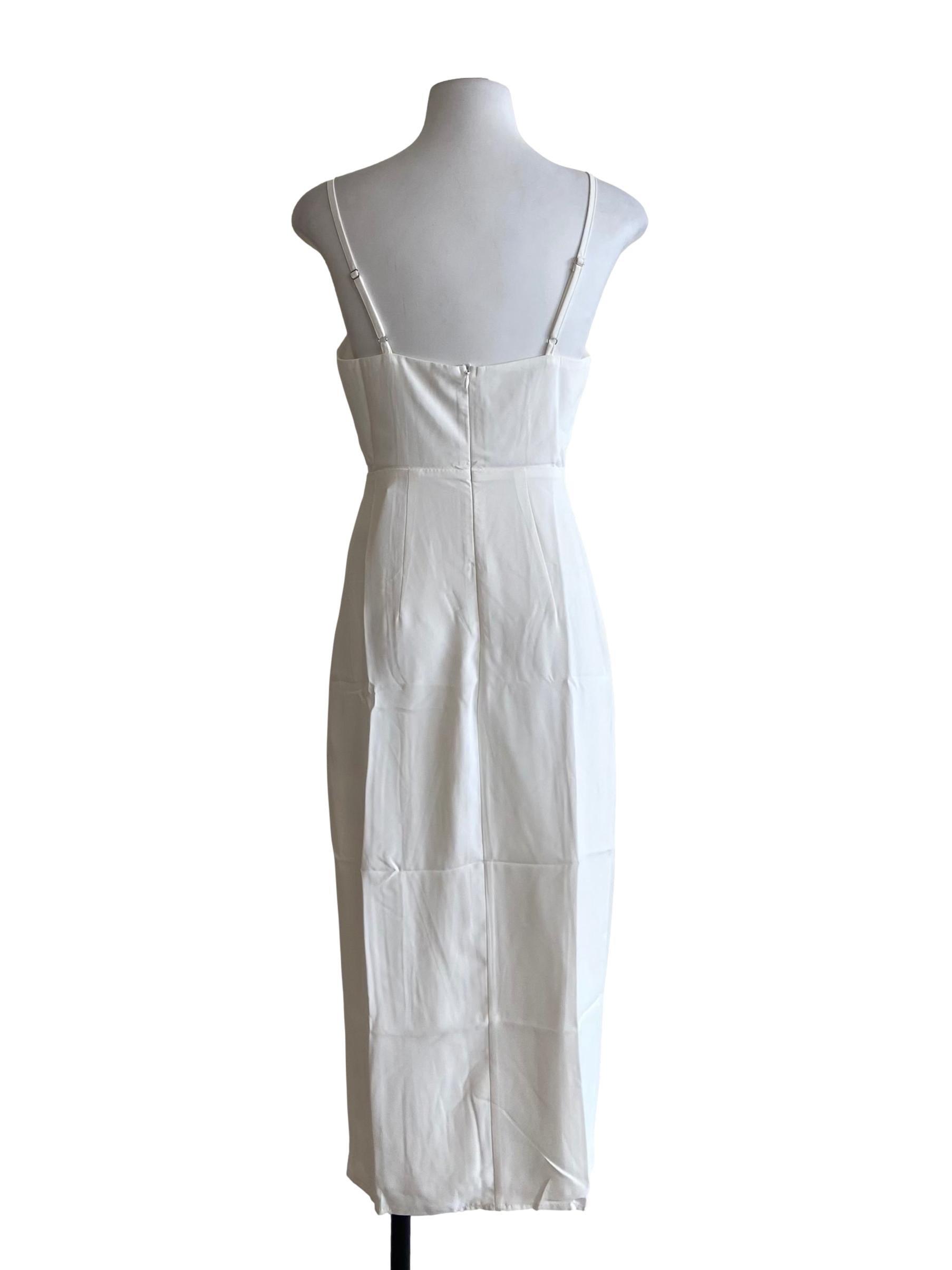 White Eli Asymmetrical Midi Dress