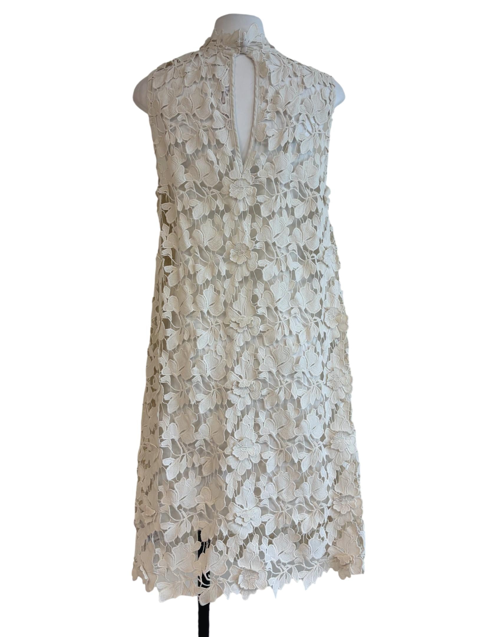 Pearl White Sleeveless Floral Dress