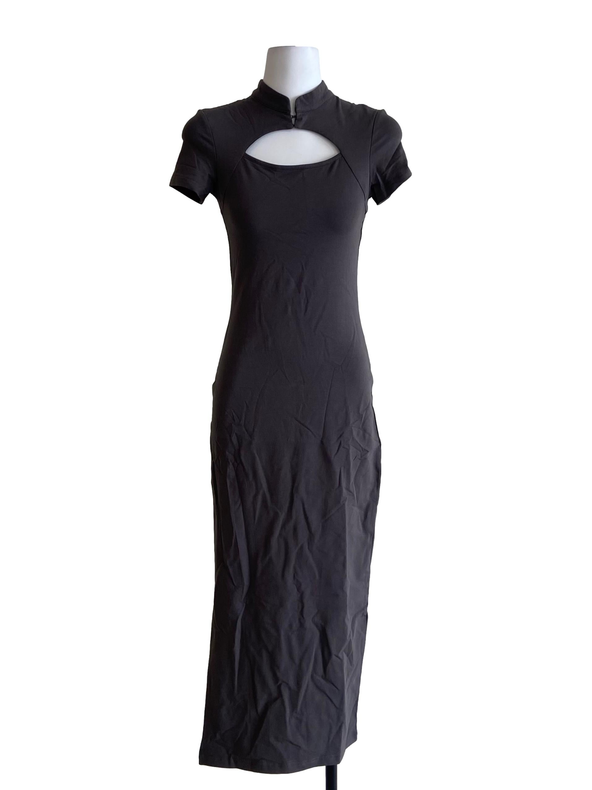 Grey Mae Mandarin Collared Maxi Dress