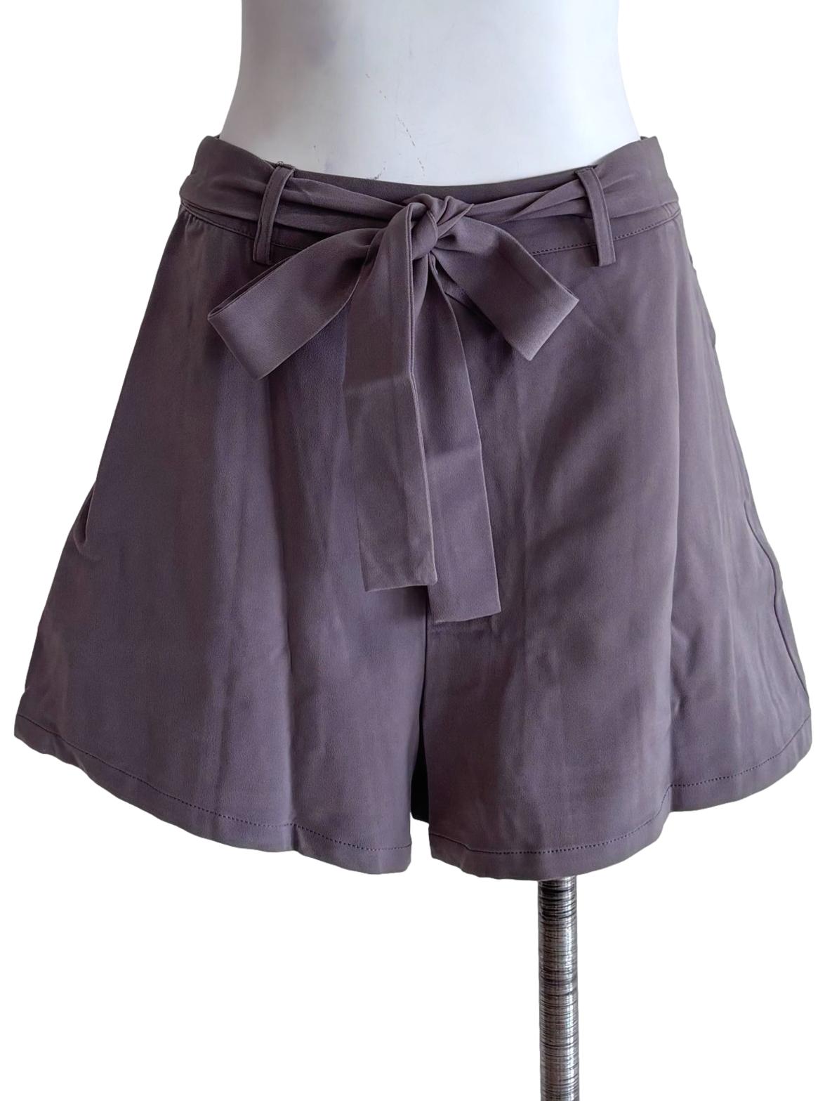 Grey Indy Tie Front Shorts