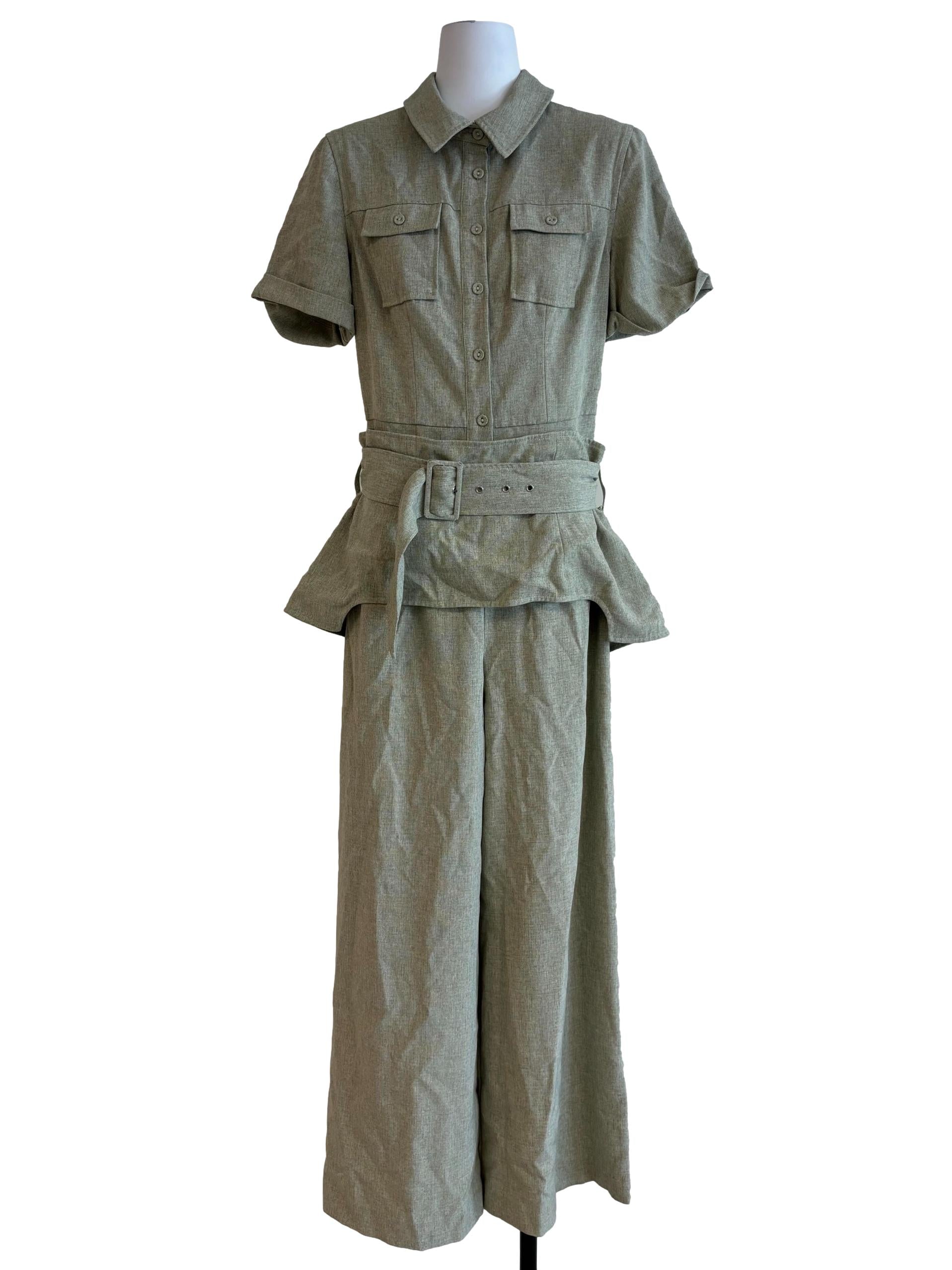 Sage Green Short Sleeve Jumpsuit