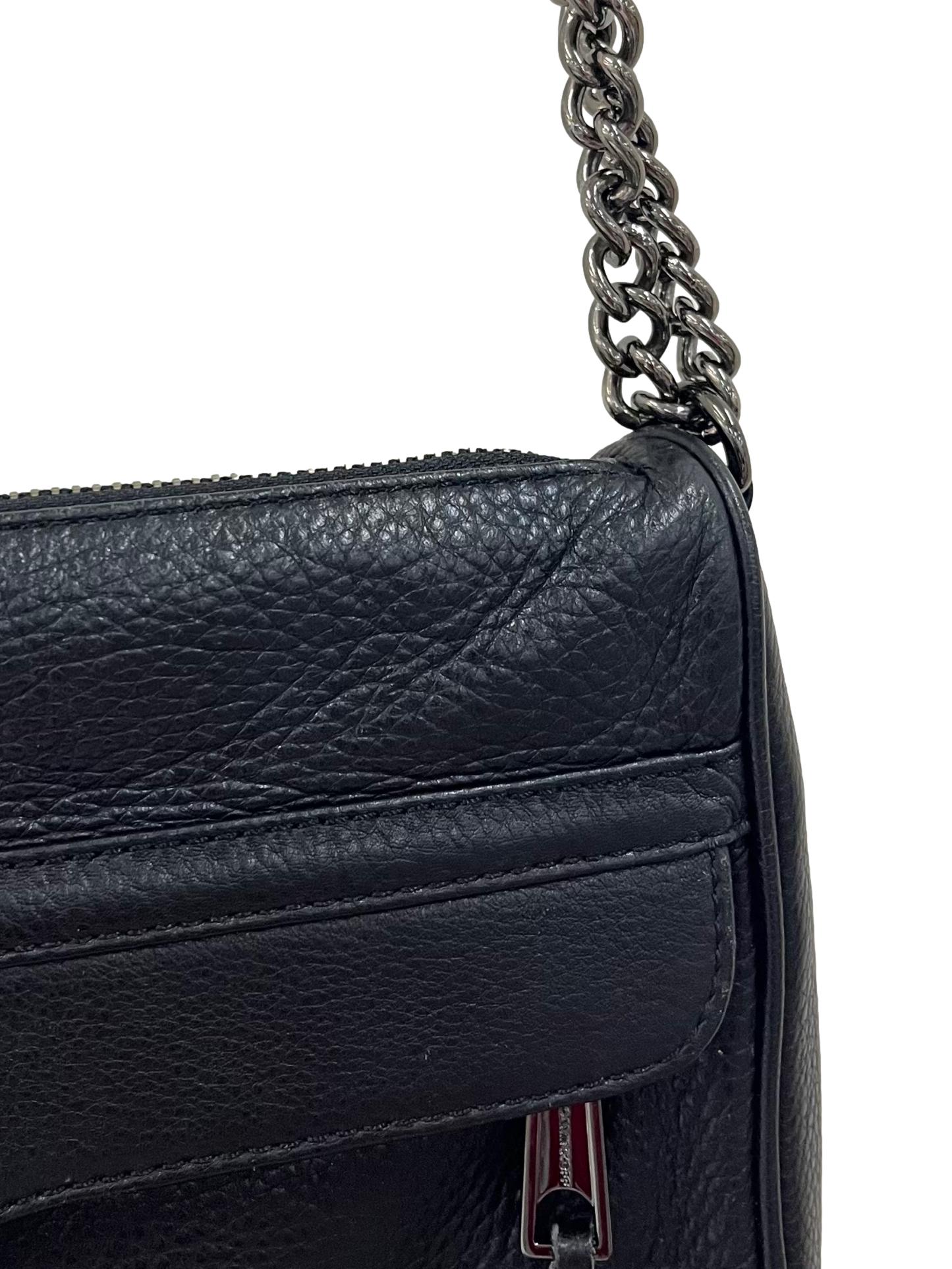 Black Crossbody Bag With Metal Chain