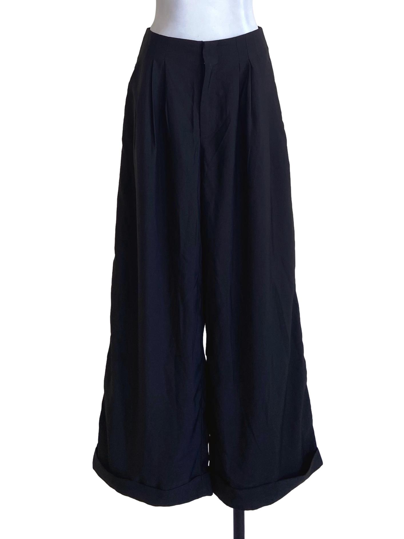 Black High Waist Twill Formal Pants