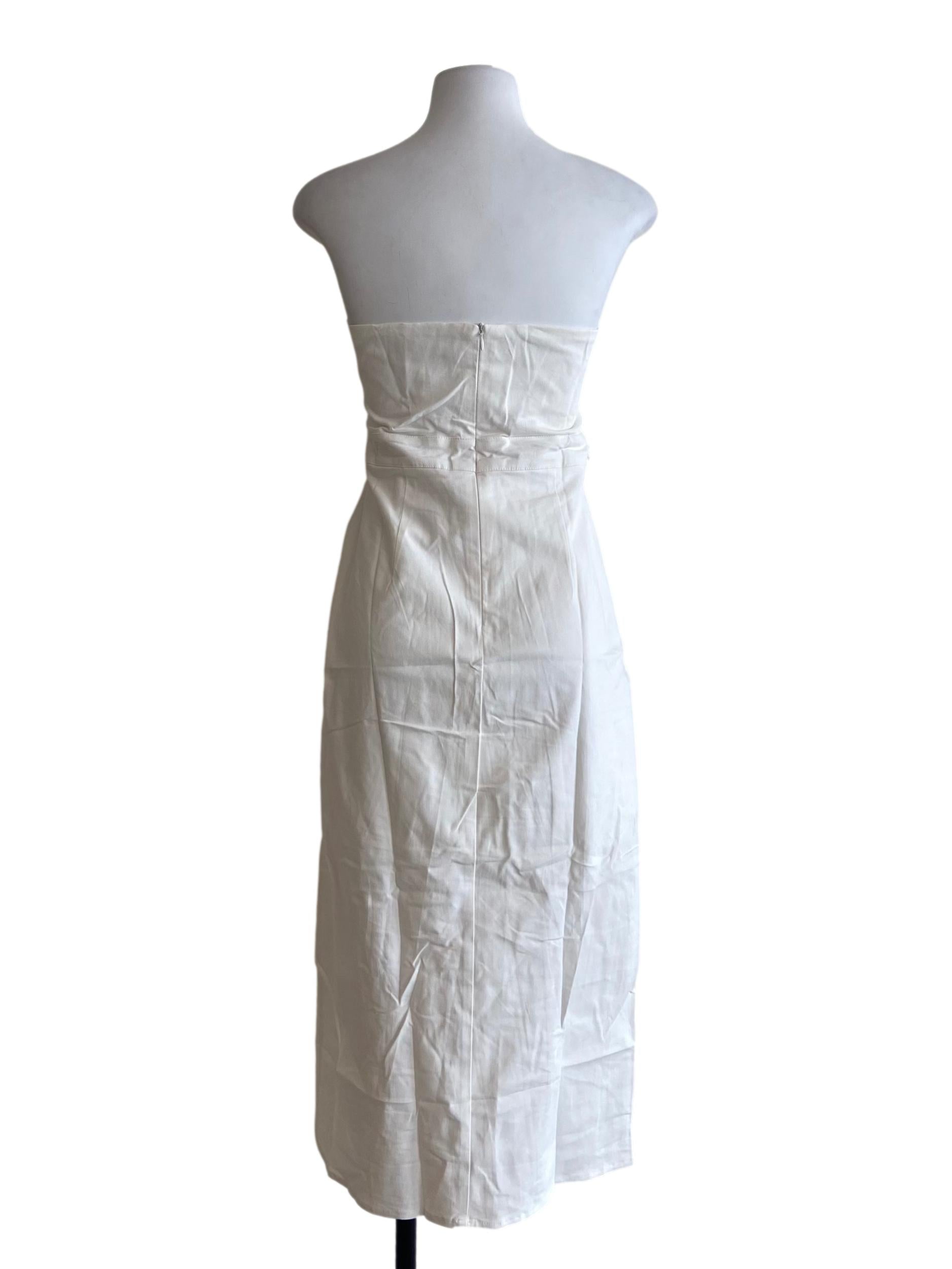 White Romare Lace Up Tube Padded Dress