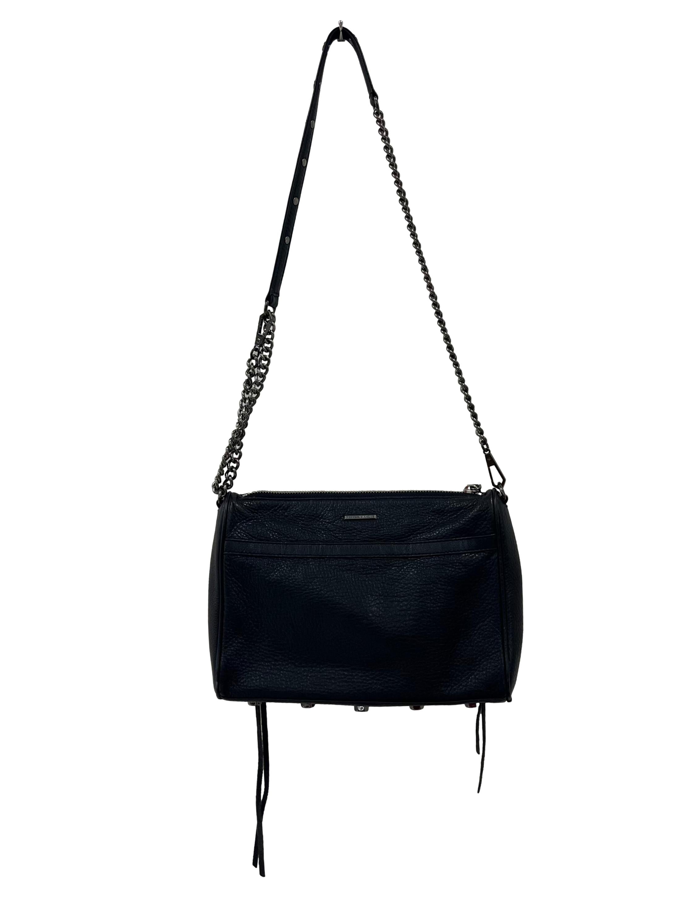 Black Crossbody Bag With Metal Chain
