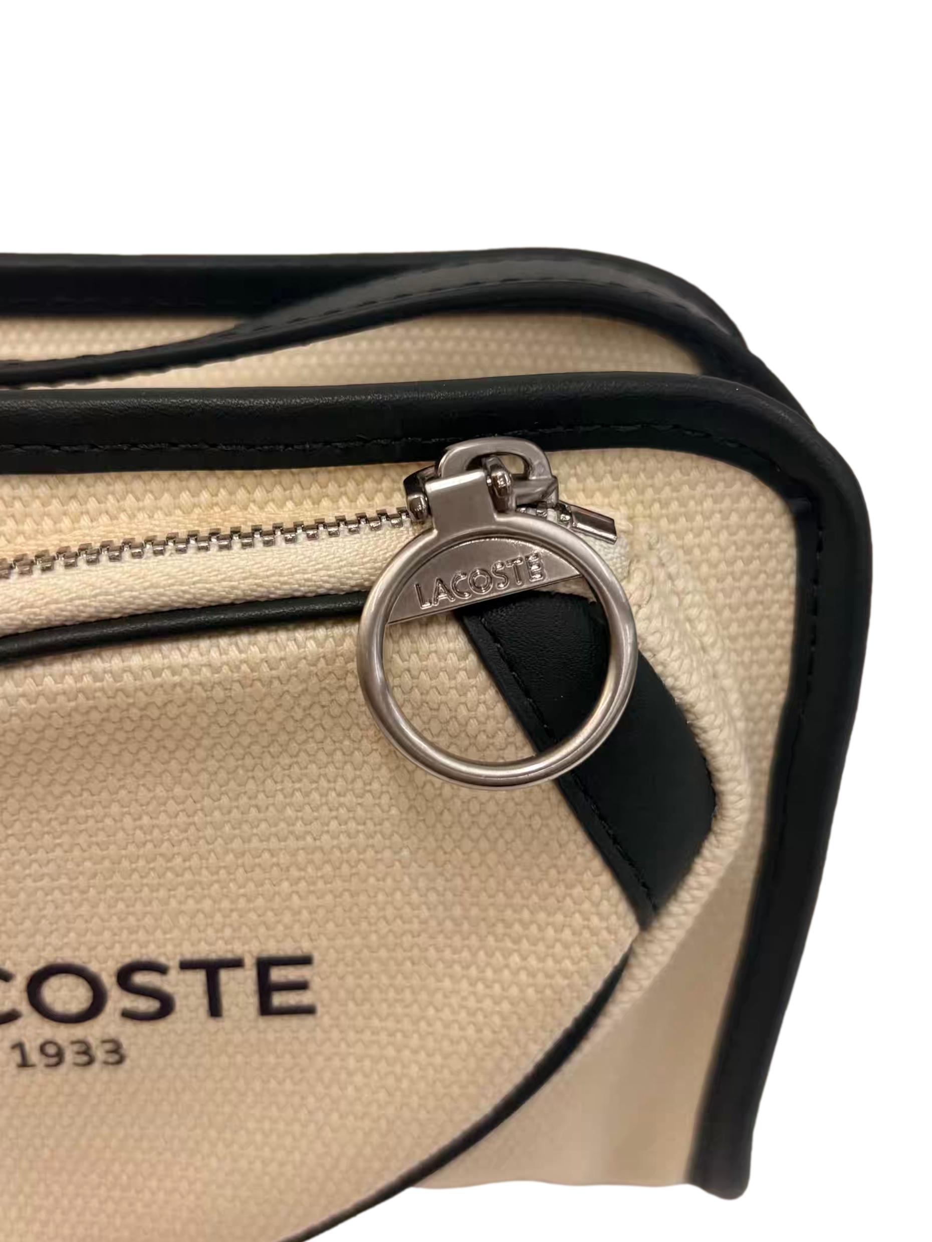 Beige Canvas Heritage Tennis Style Textile Crossbody Bag CSN
