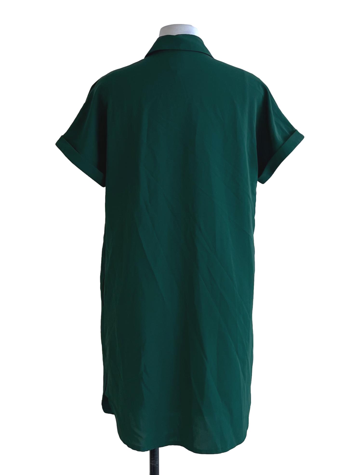 Pine Green Wing Collar Shirt Dress