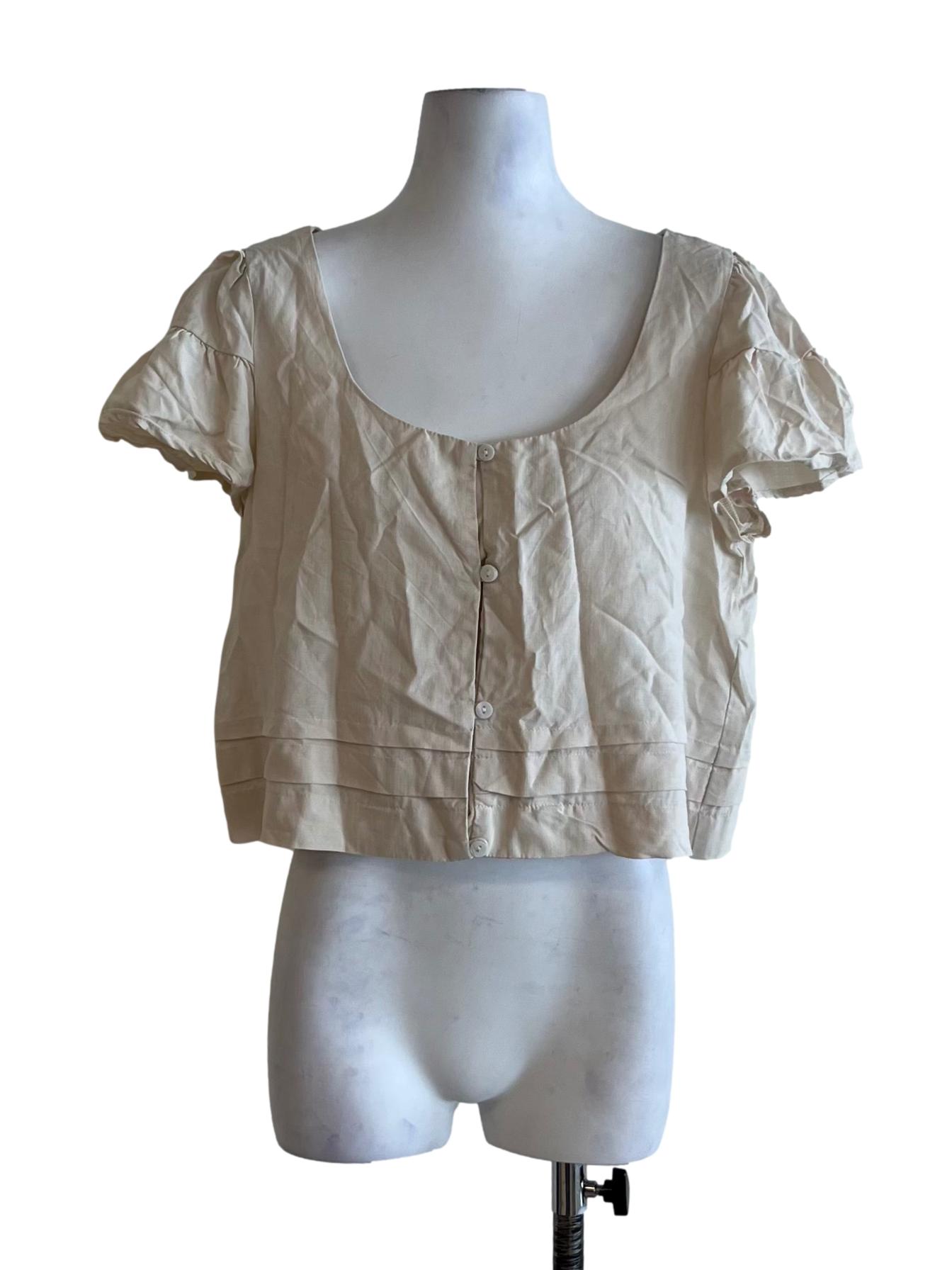 Beige Scoop Neckline Blouse TEM