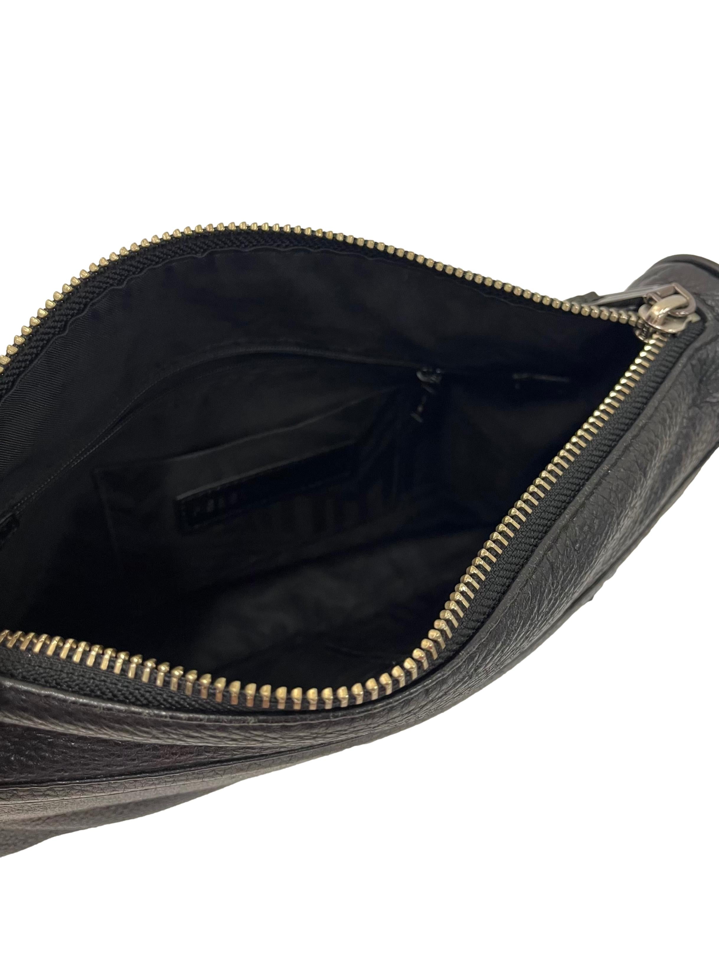 Black Crossbody Bag With Metal Chain