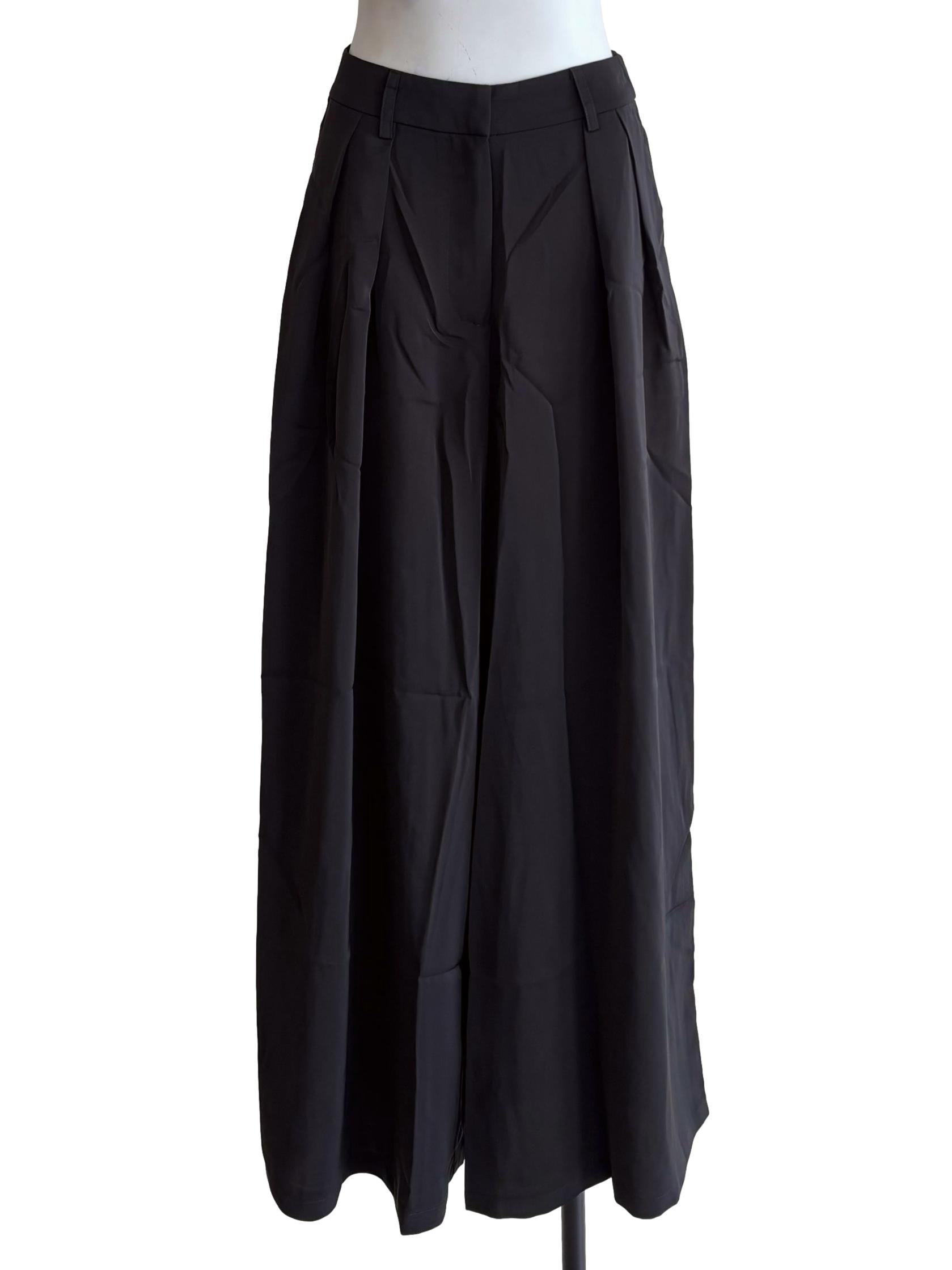 Black Samuel Pleated Wide Leg Pants