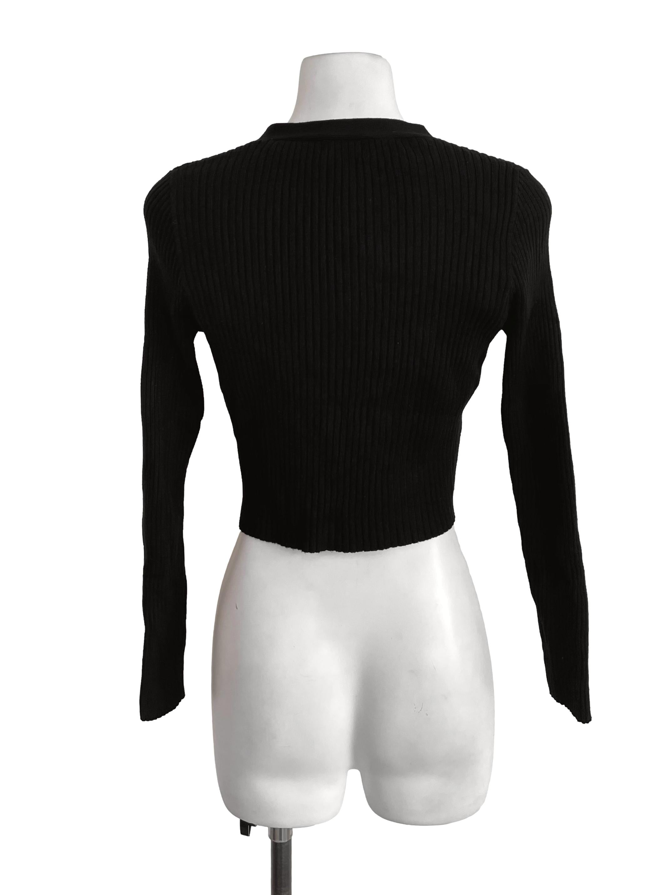 Black Ribbed Skinny Cardigan