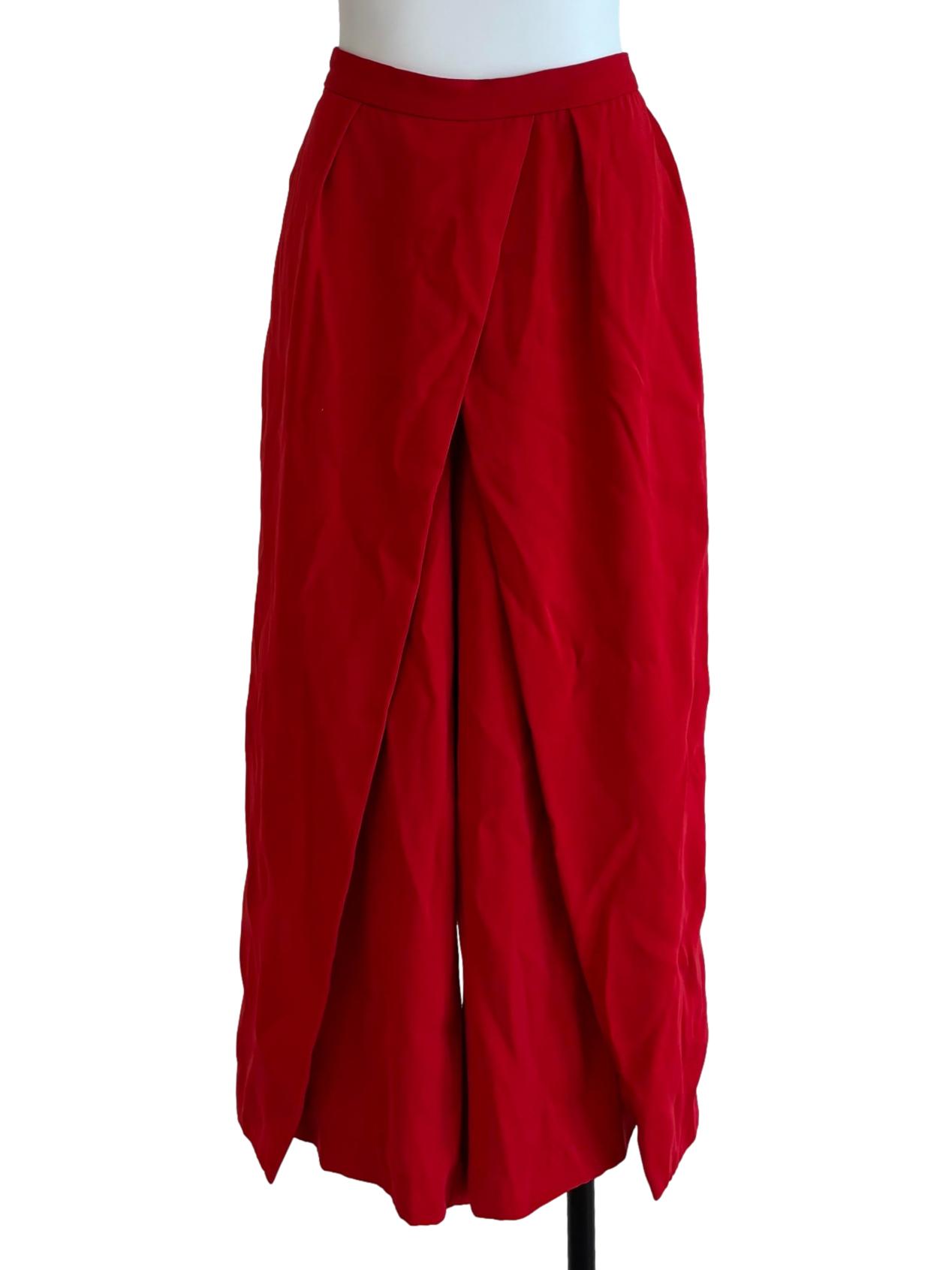 Blood Red Plain Wrap Pants