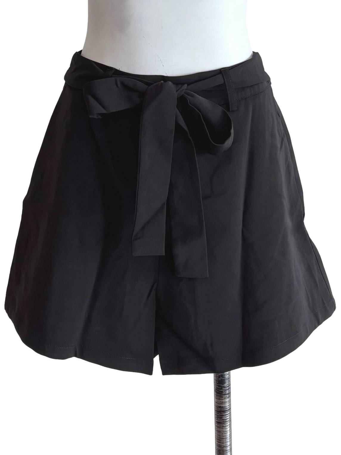 Black Indy Tie Front Shorts