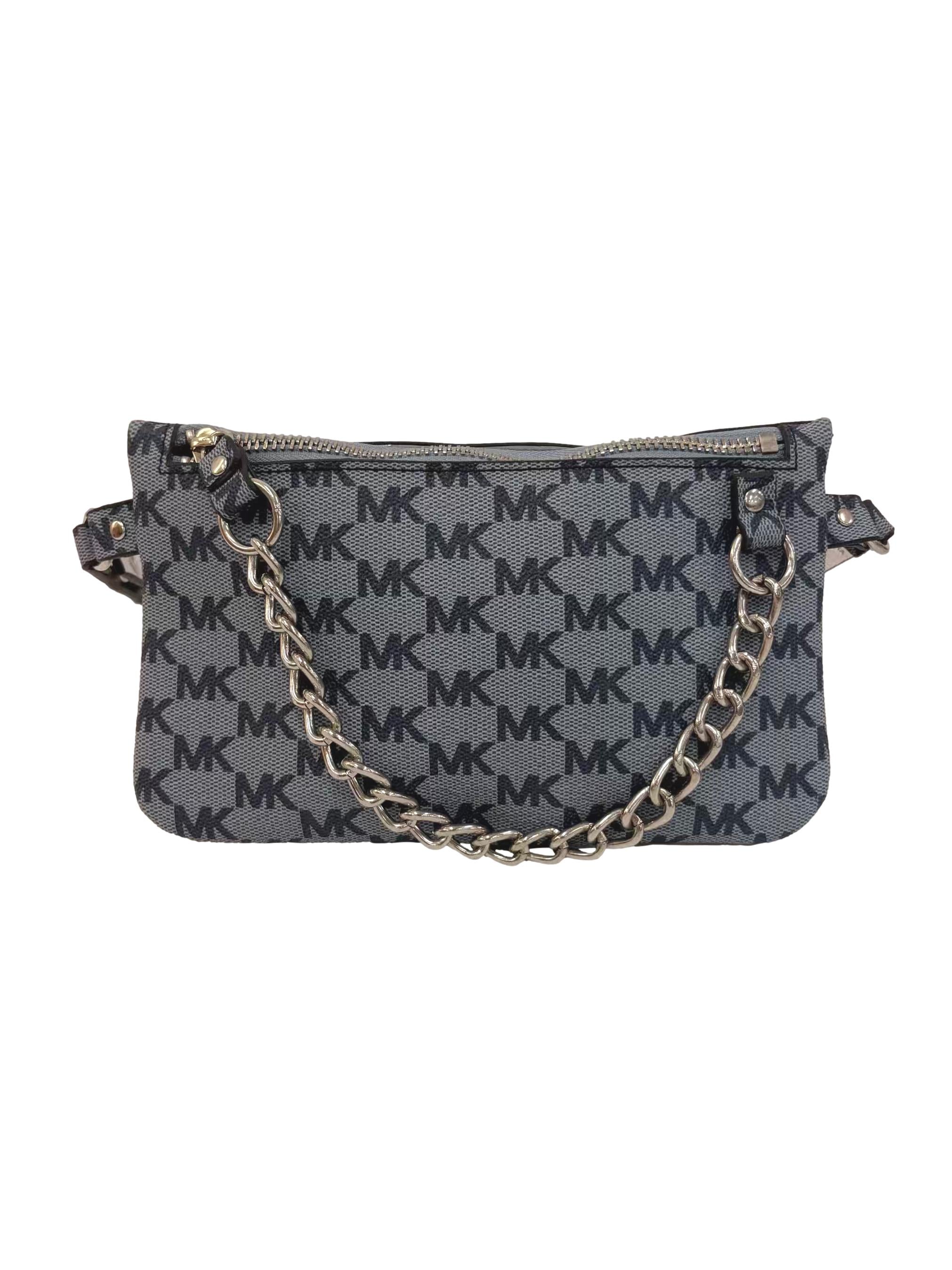 Blue Leather Fanny Pack Chain Belt Bag CSN