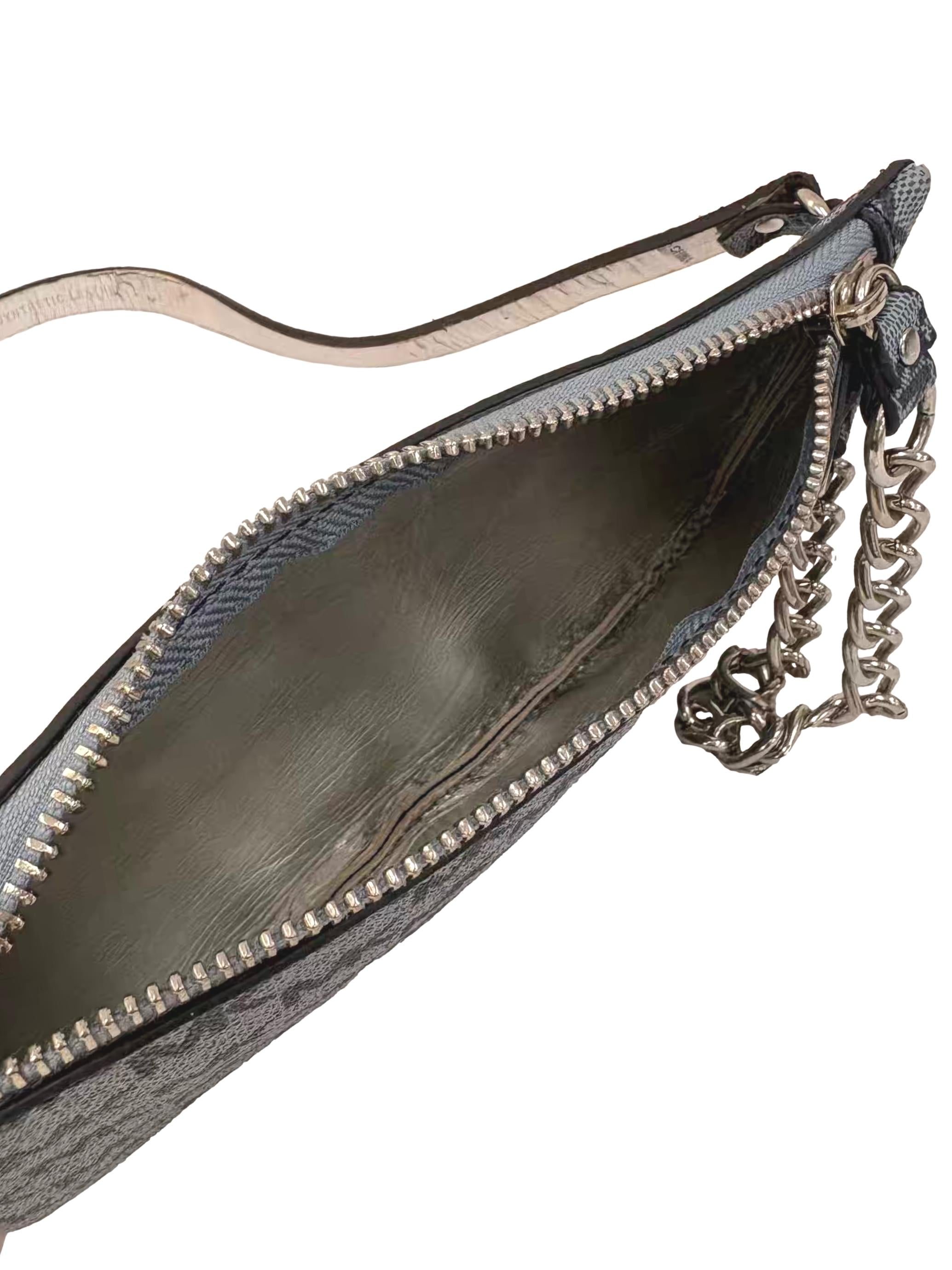 Blue Leather Fanny Pack Chain Belt Bag CSN