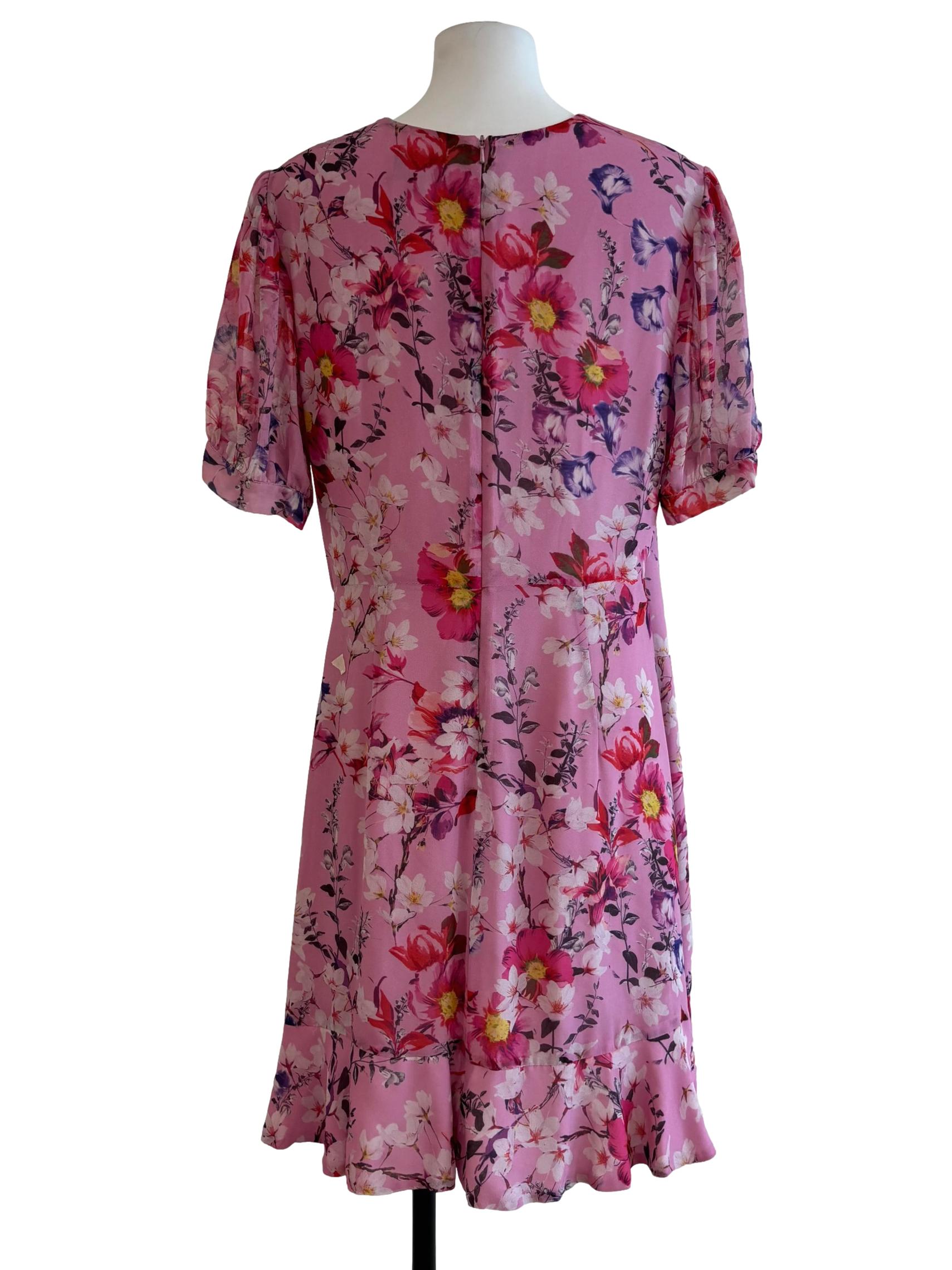 Flamingo Pink Floral Mini Dress