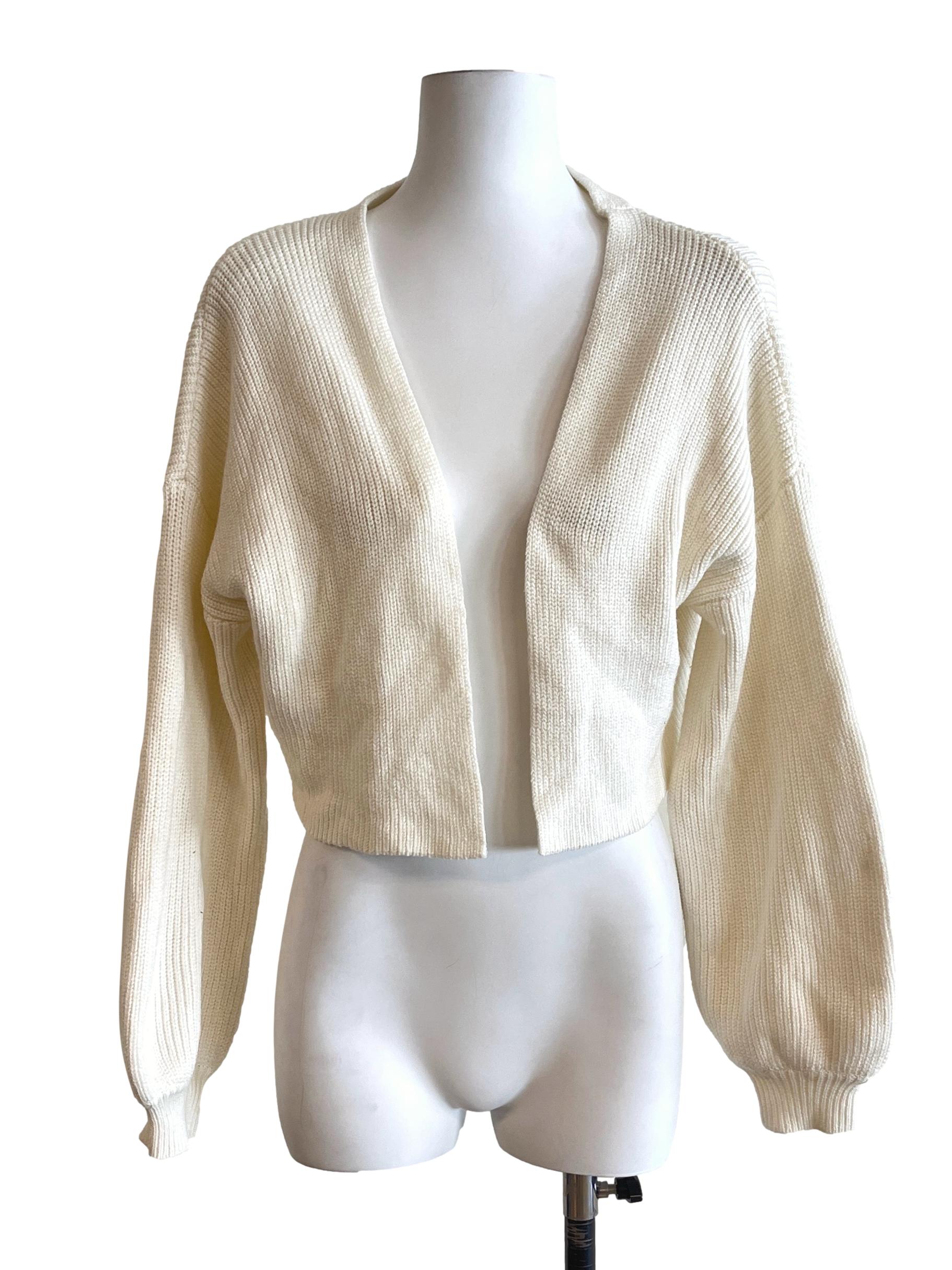 Cream White Cropped Cardigan