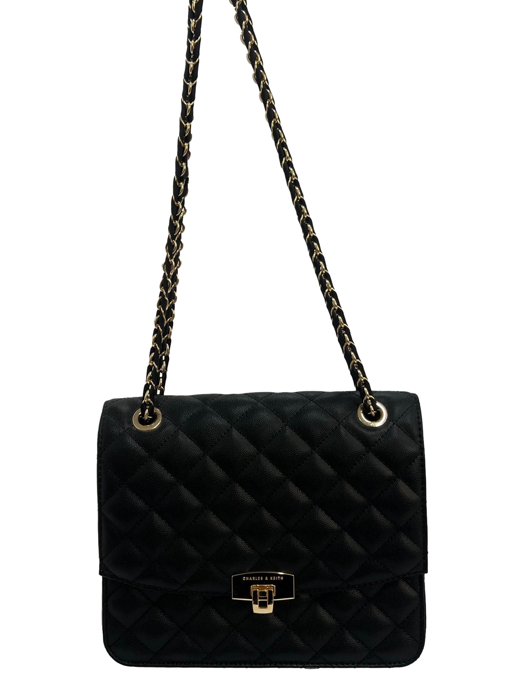 Black Cressida Quilted Chain Strap Bag CSN