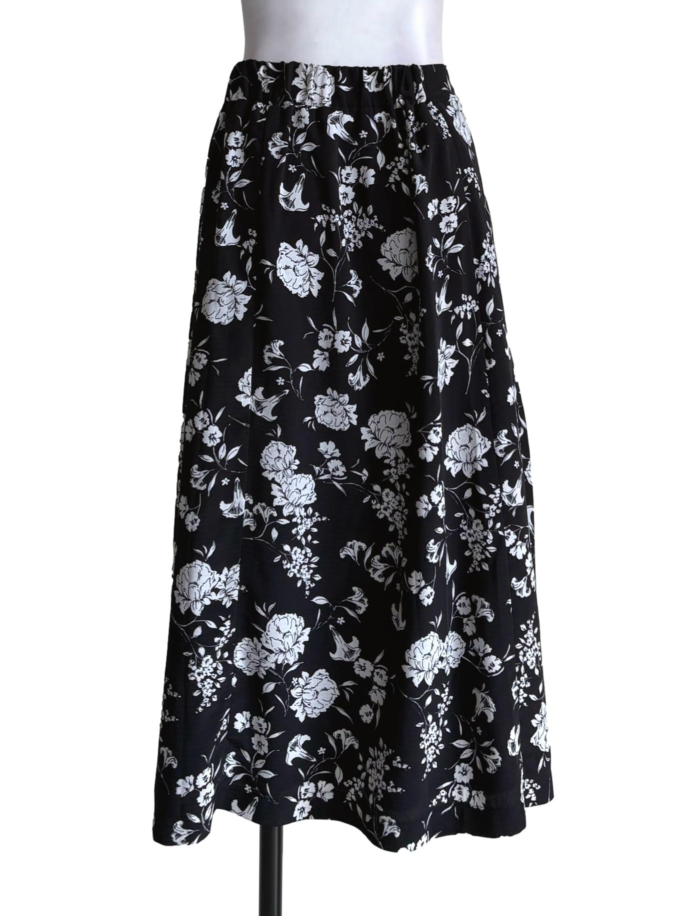 Black Floral Buttoned Skirt TEM