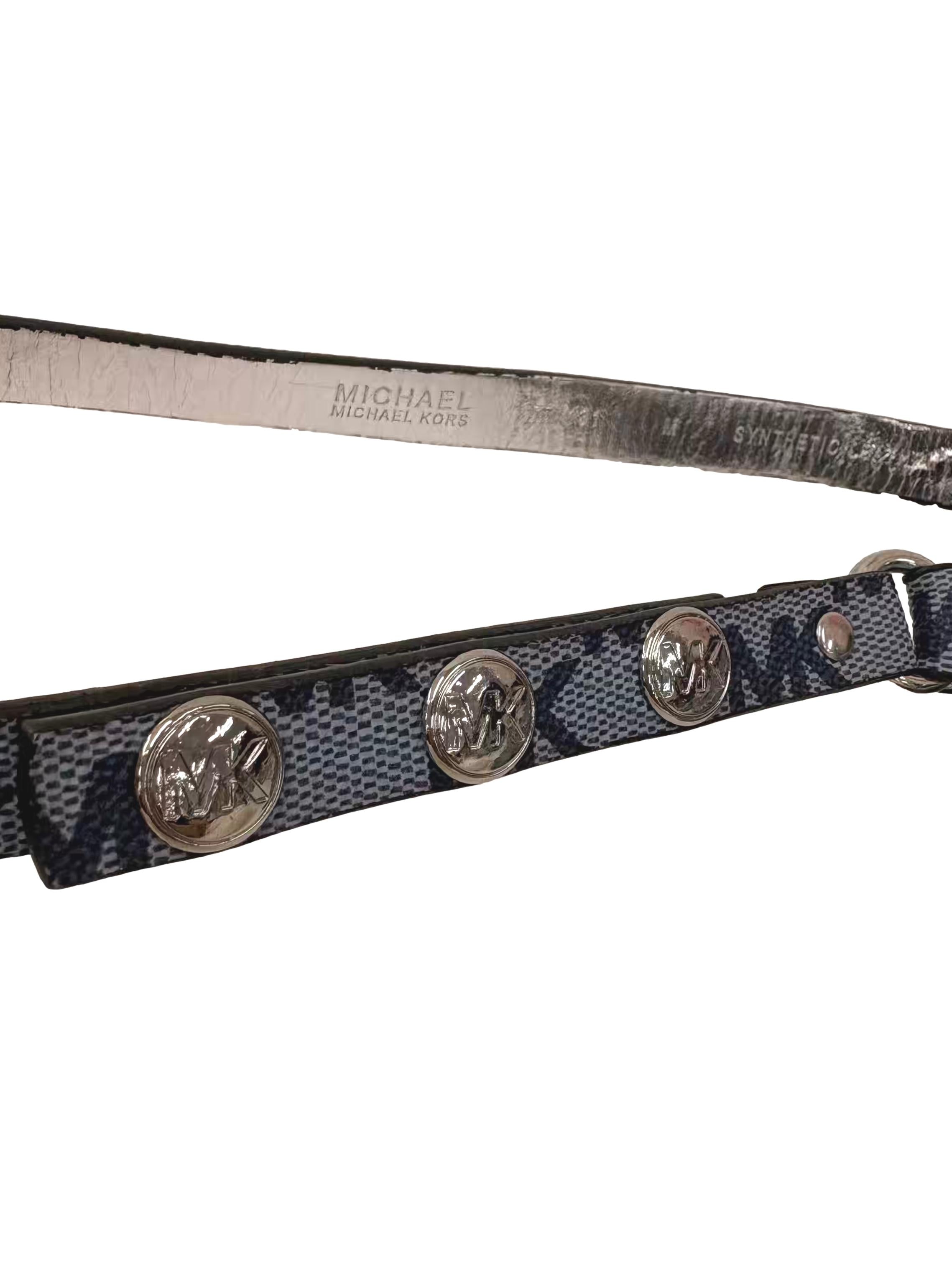 Blue Leather Fanny Pack Chain Belt Bag CSN