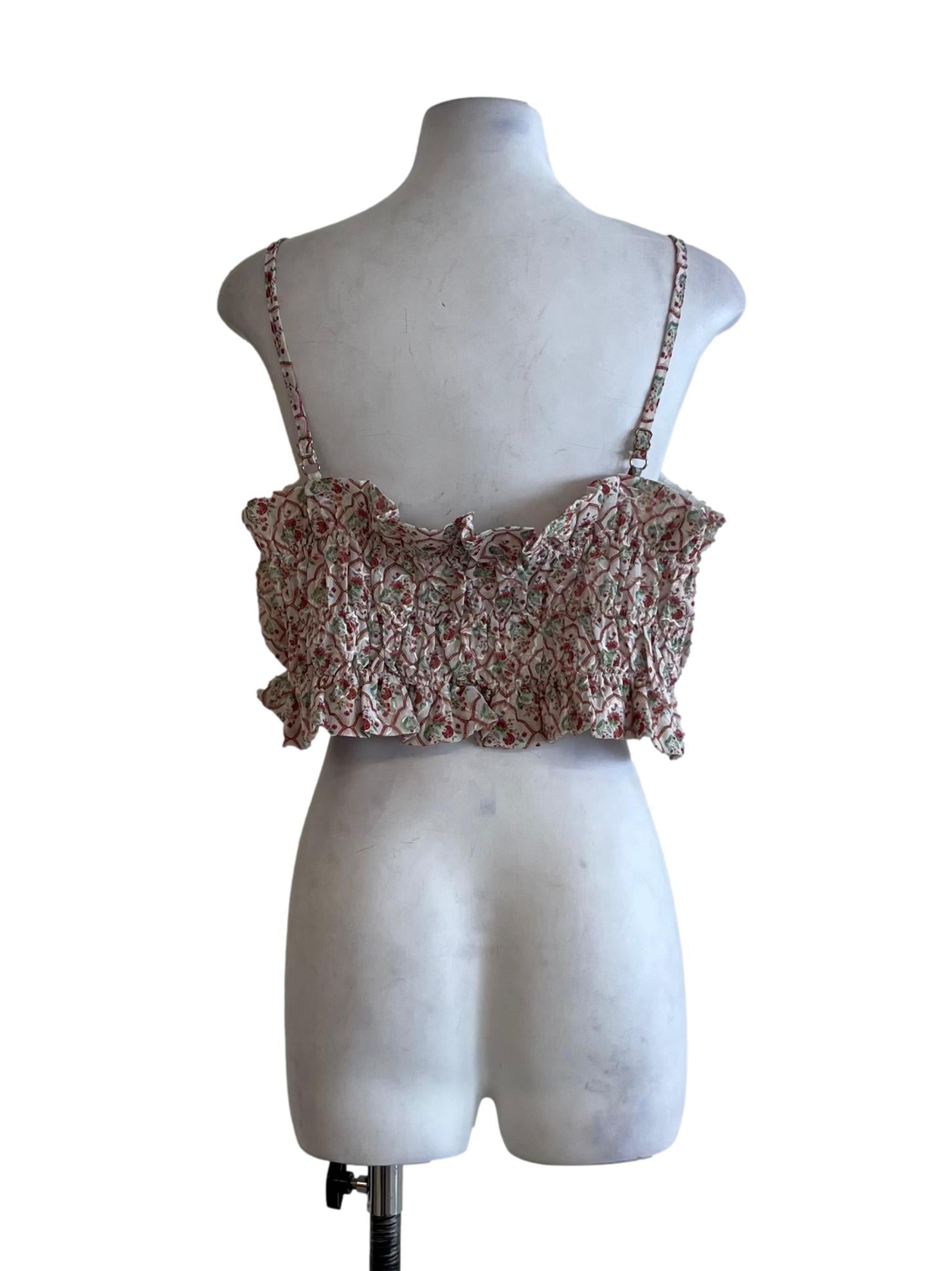White Floral Cropped Top