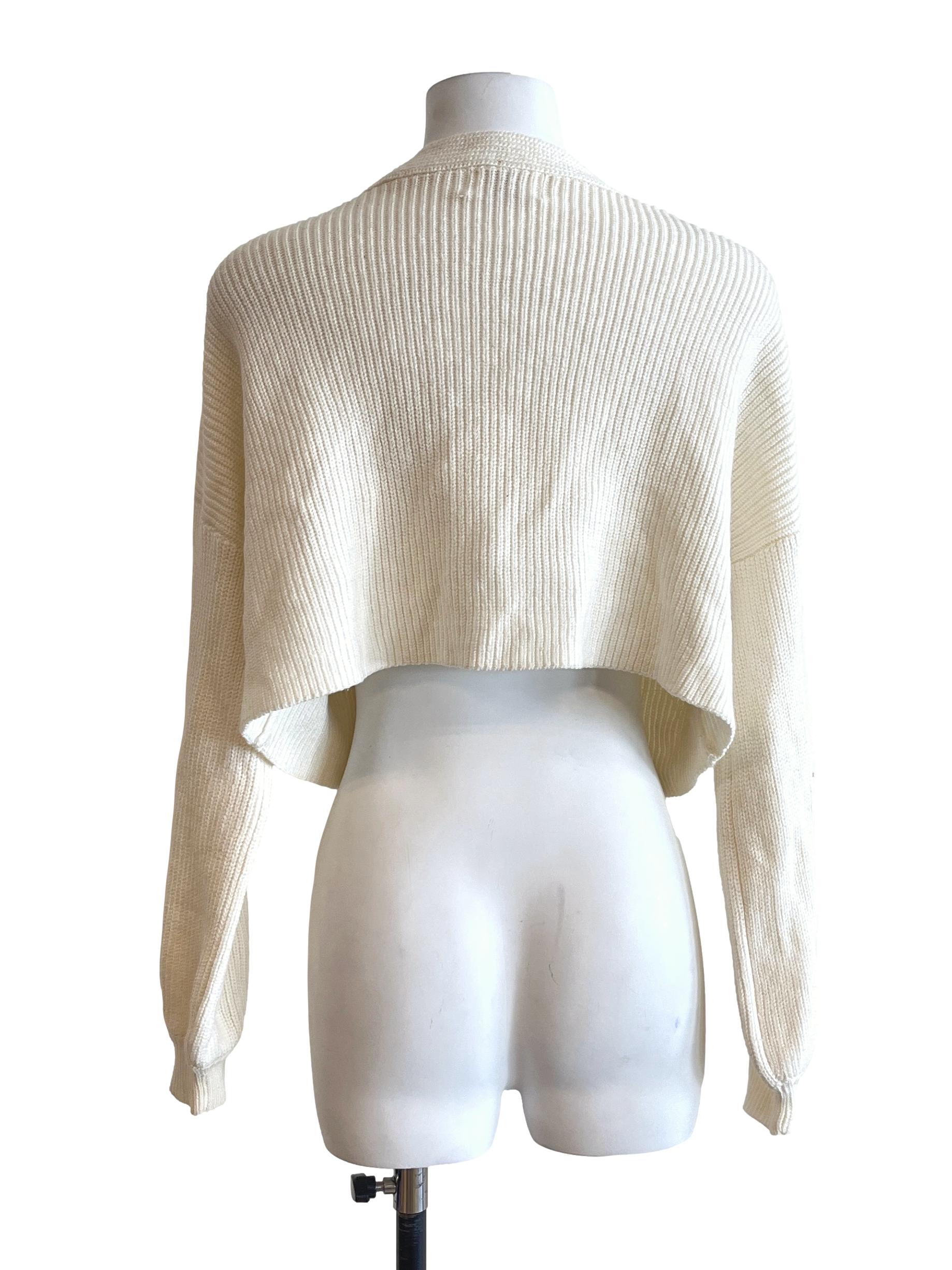 Cream White Cropped Cardigan
