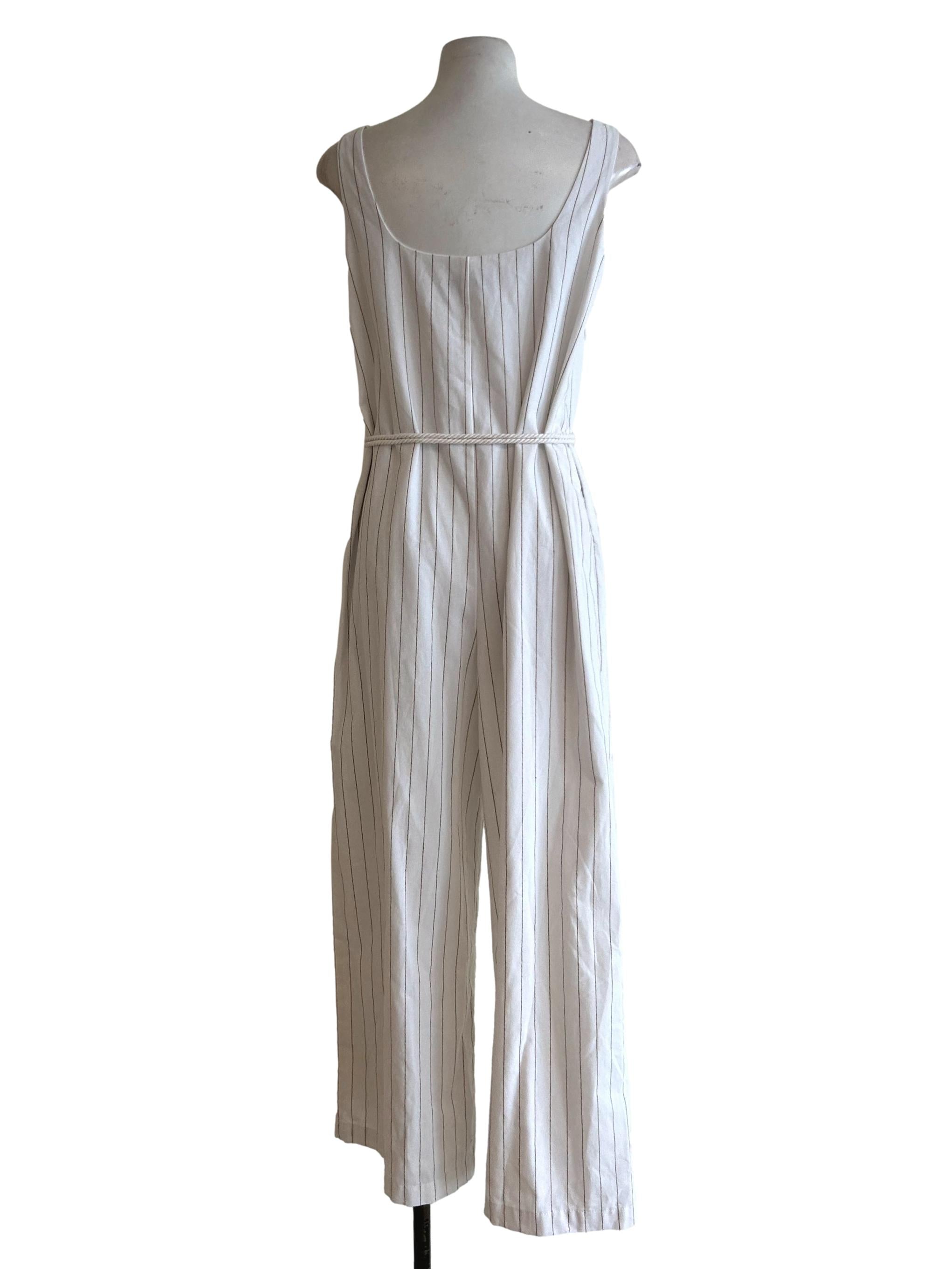 White And Brown Stripes Jumpsuit LB