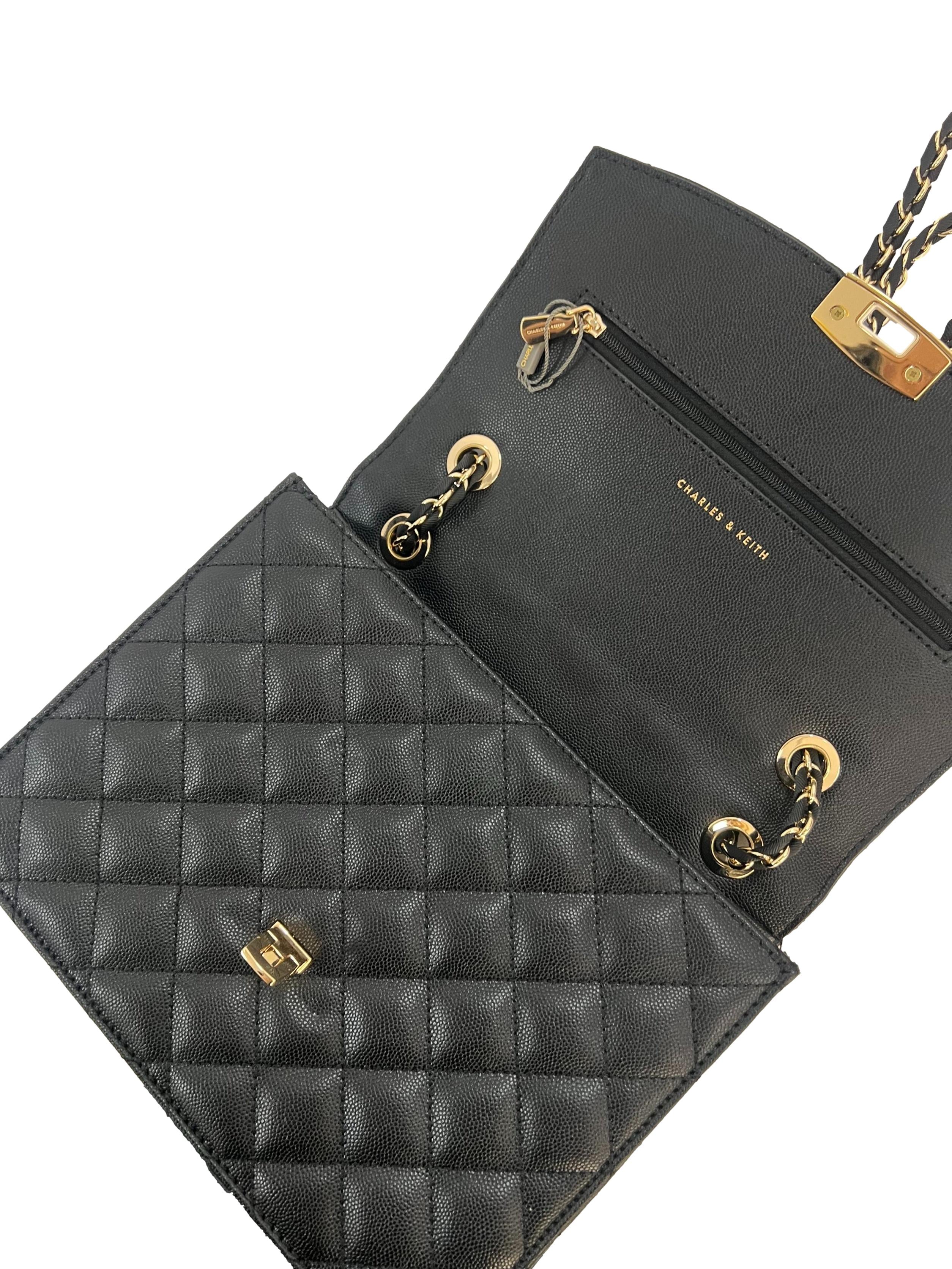 Black Cressida Quilted Chain Strap Bag CSN