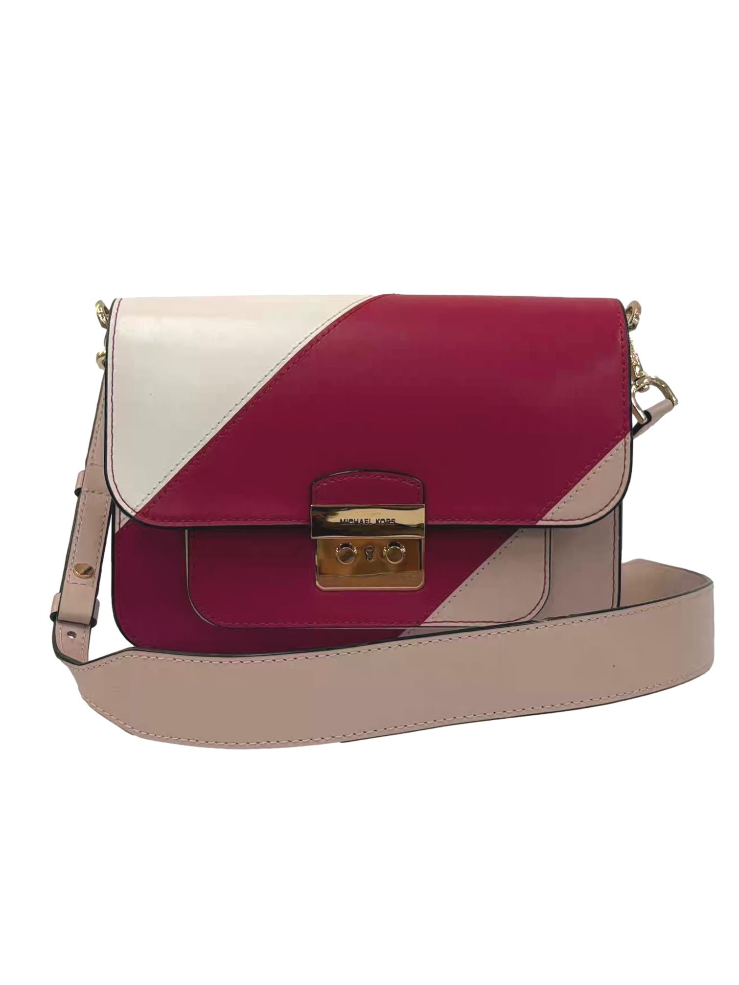 Pink Leather Sloan Editor Tricolor Crossbody Bag CSN