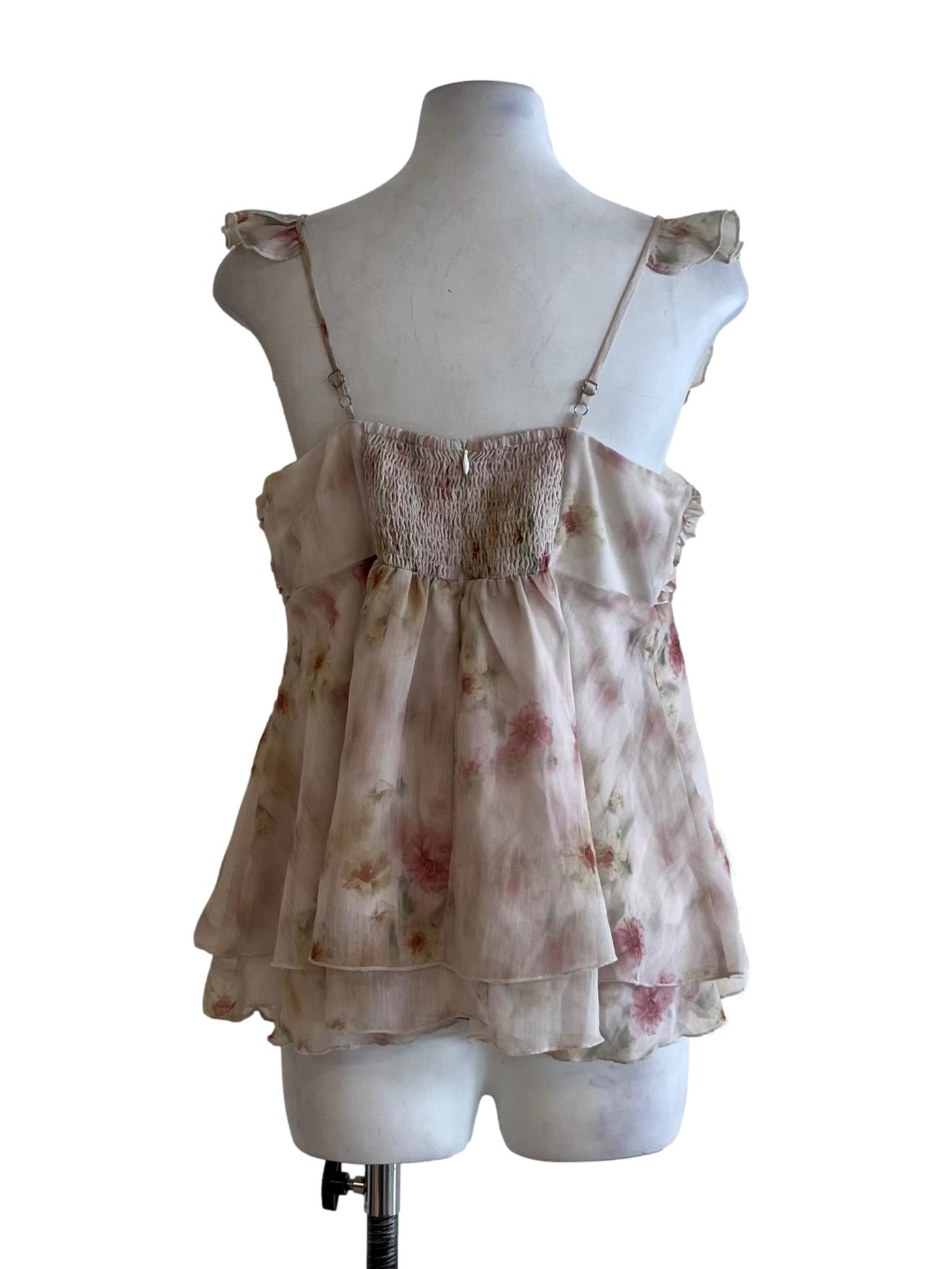 Pink Floral Sleeveless Top