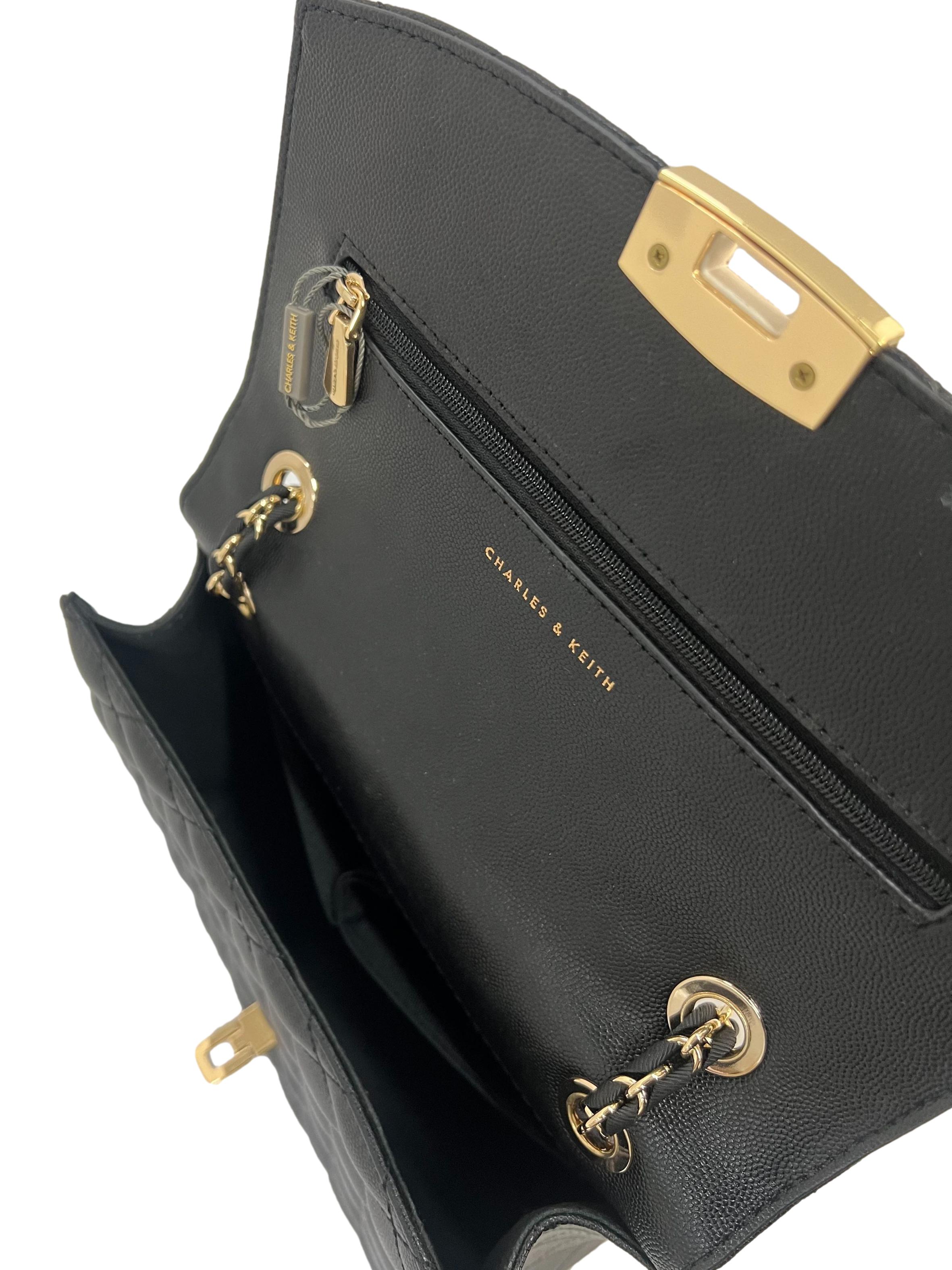 Black Cressida Quilted Chain Strap Bag CSN