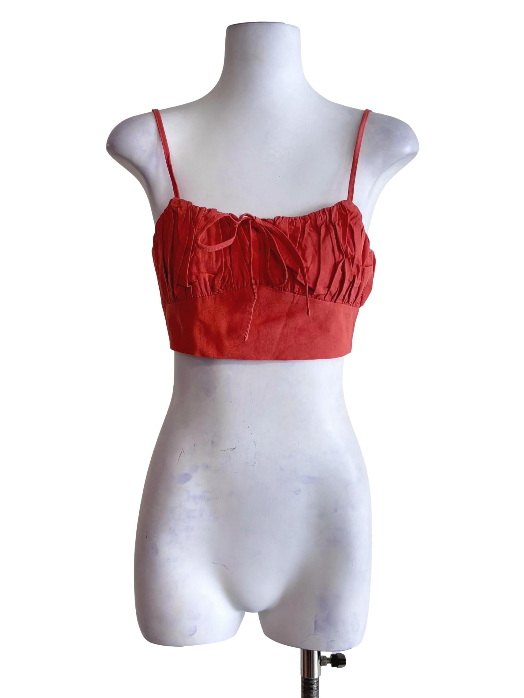 Orange Xandra Ruched Front Crop Top
