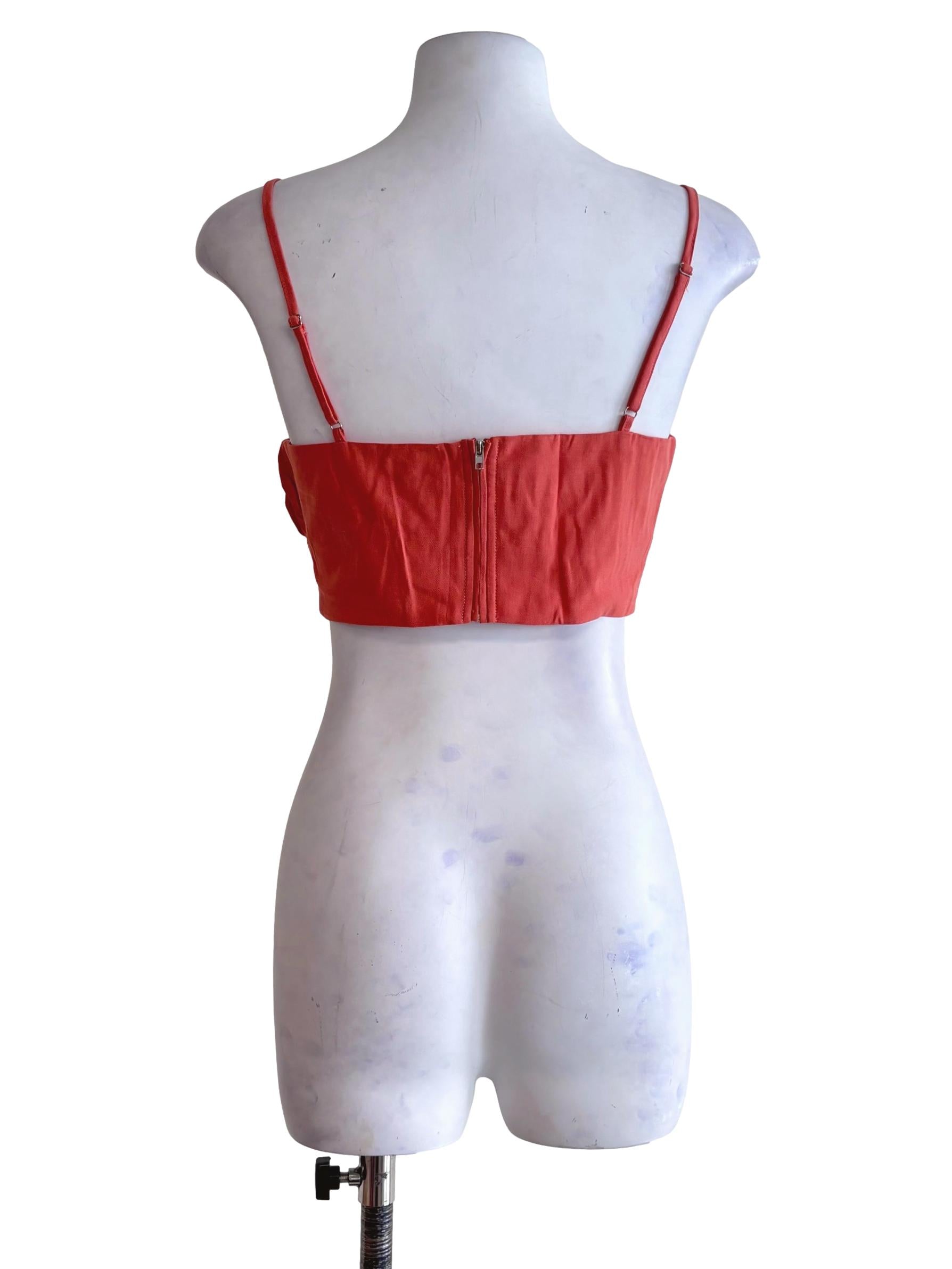 Orange Xandra Ruched Front Crop Top