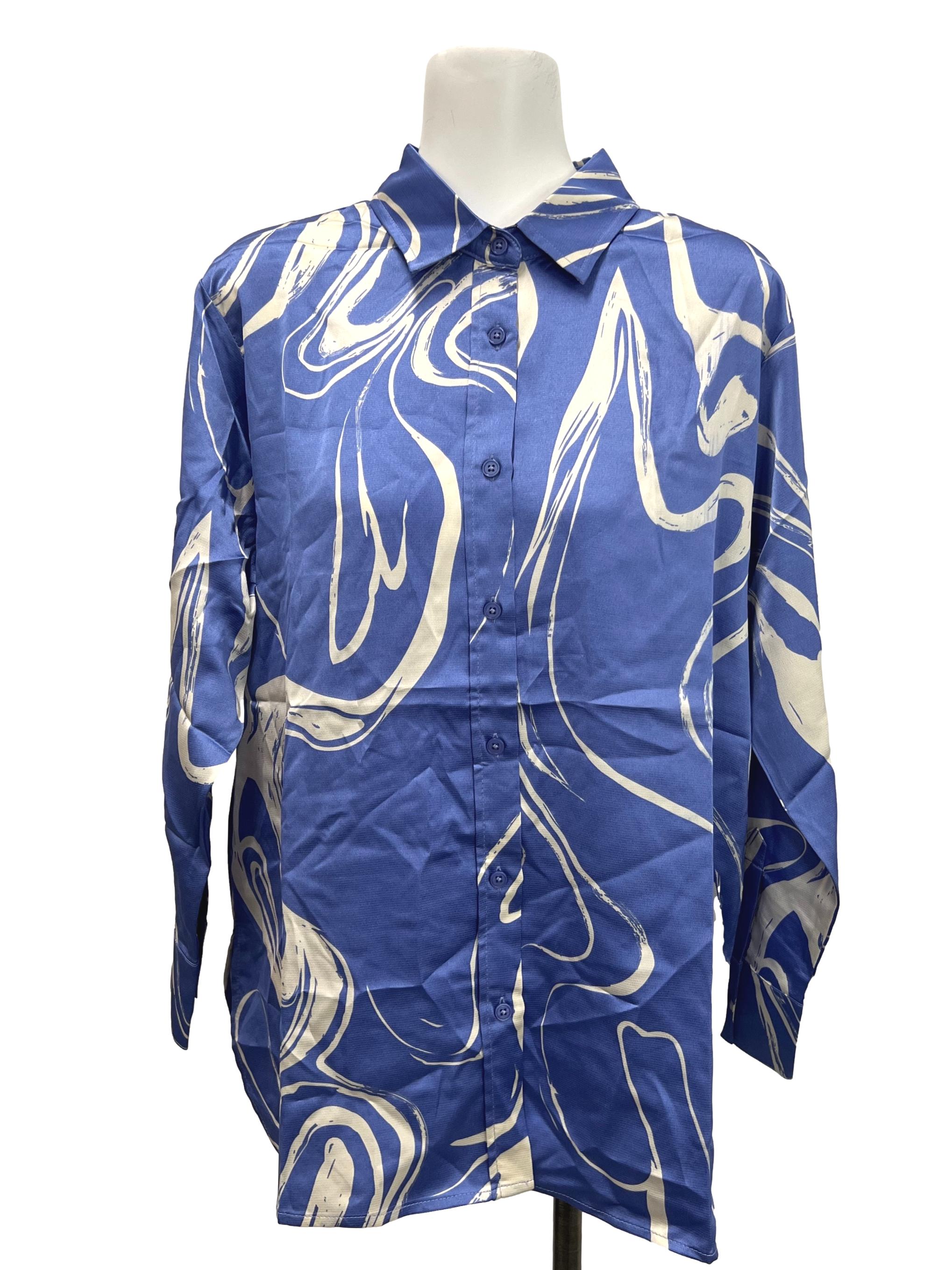 The Closet Lover Cerulean Abstract Printed Button Shirt | REFASH