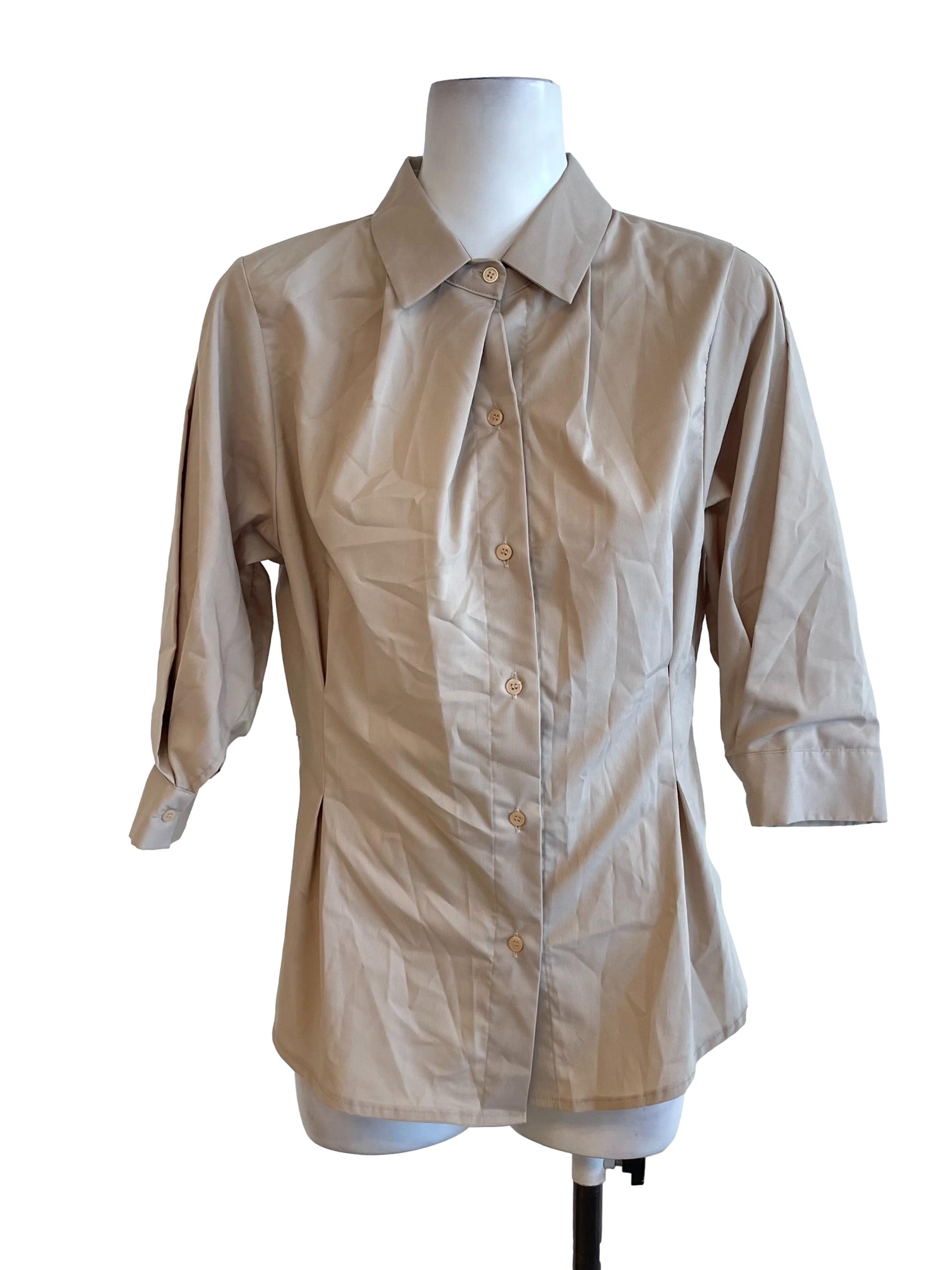 Beige Fitted Blouse